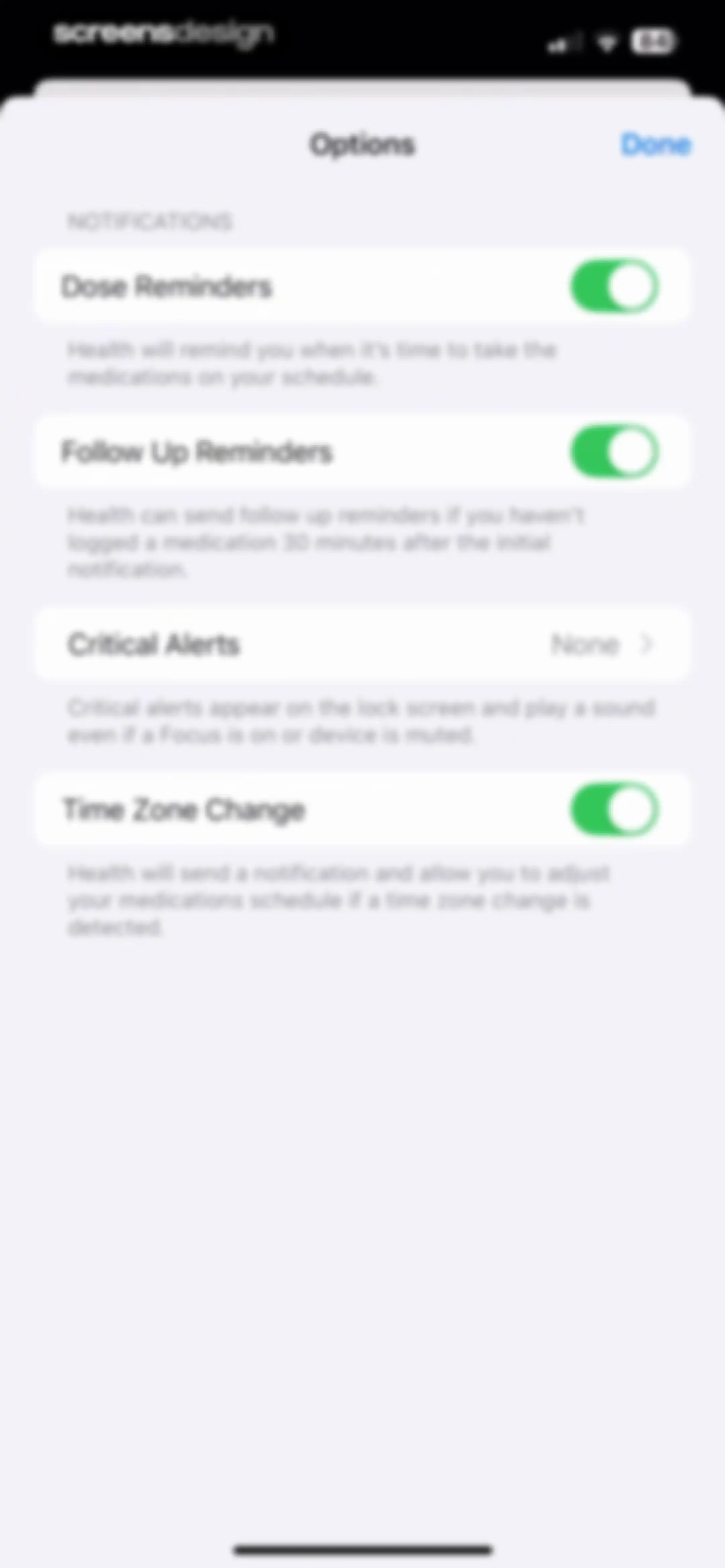 Apple Health screen 132