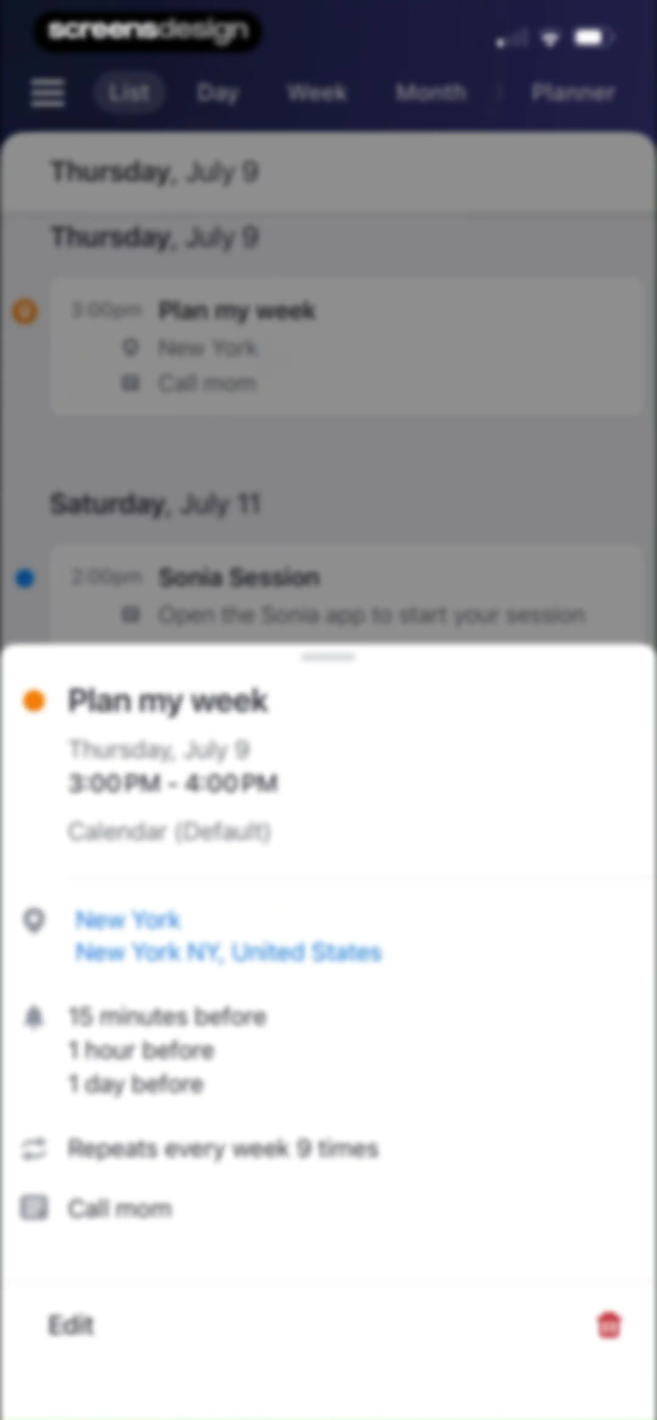 Calendars: Schedule Planner screen 37