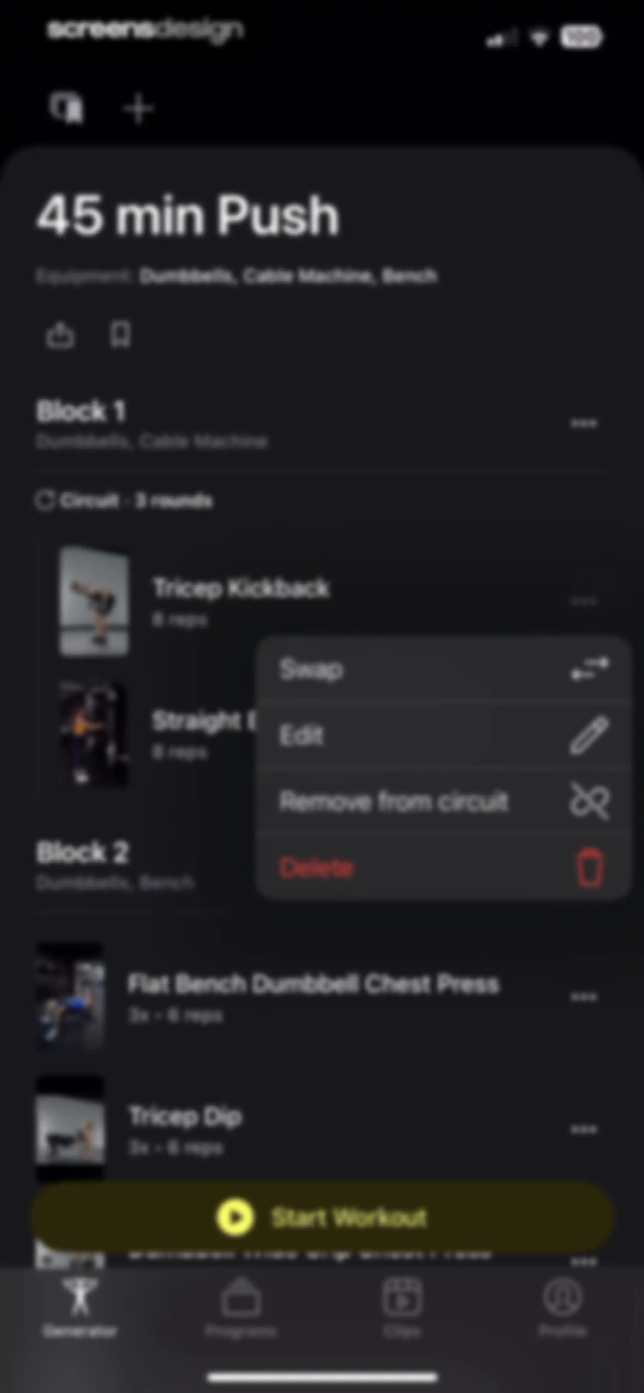 Peloton Strength+ screen 106