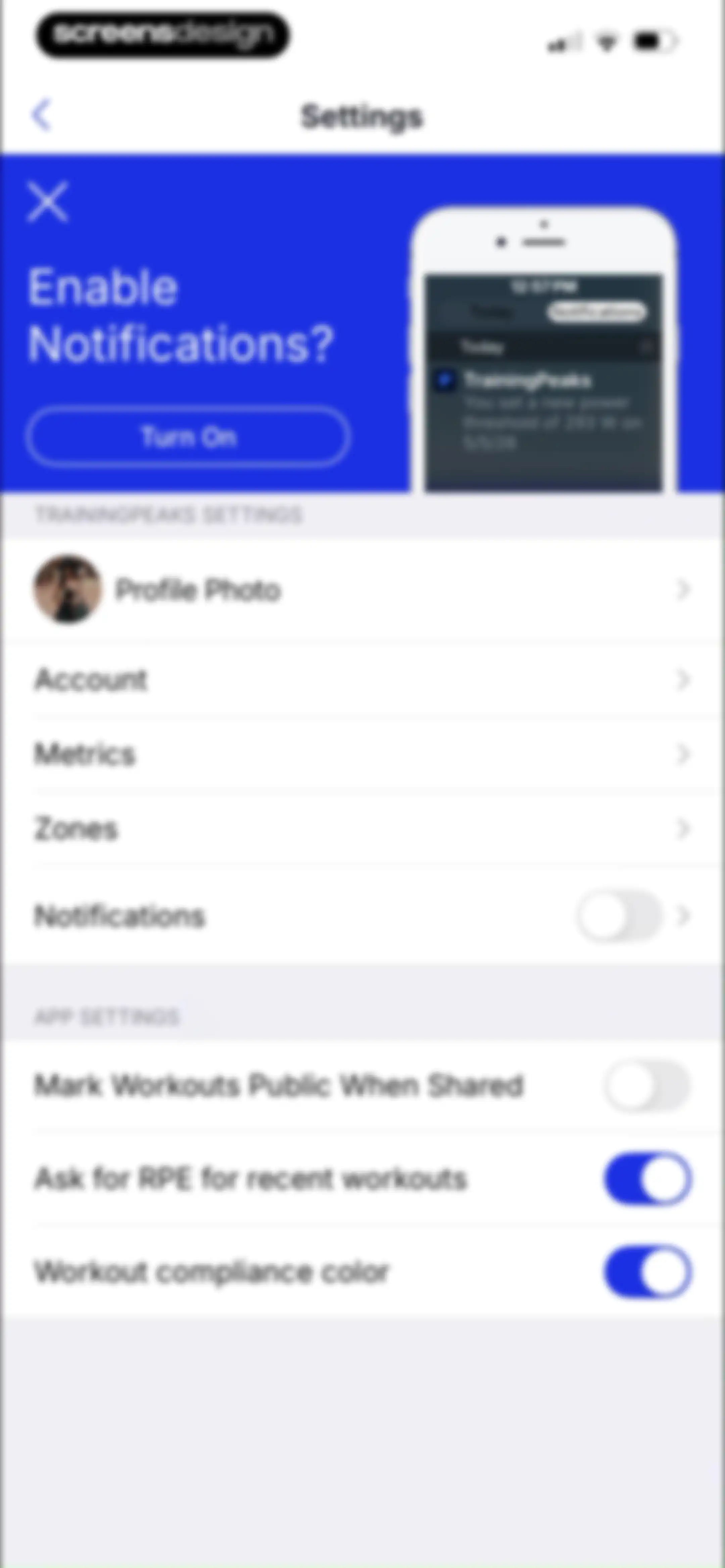 TrainingPeaks: Plan Train Lift screen 110