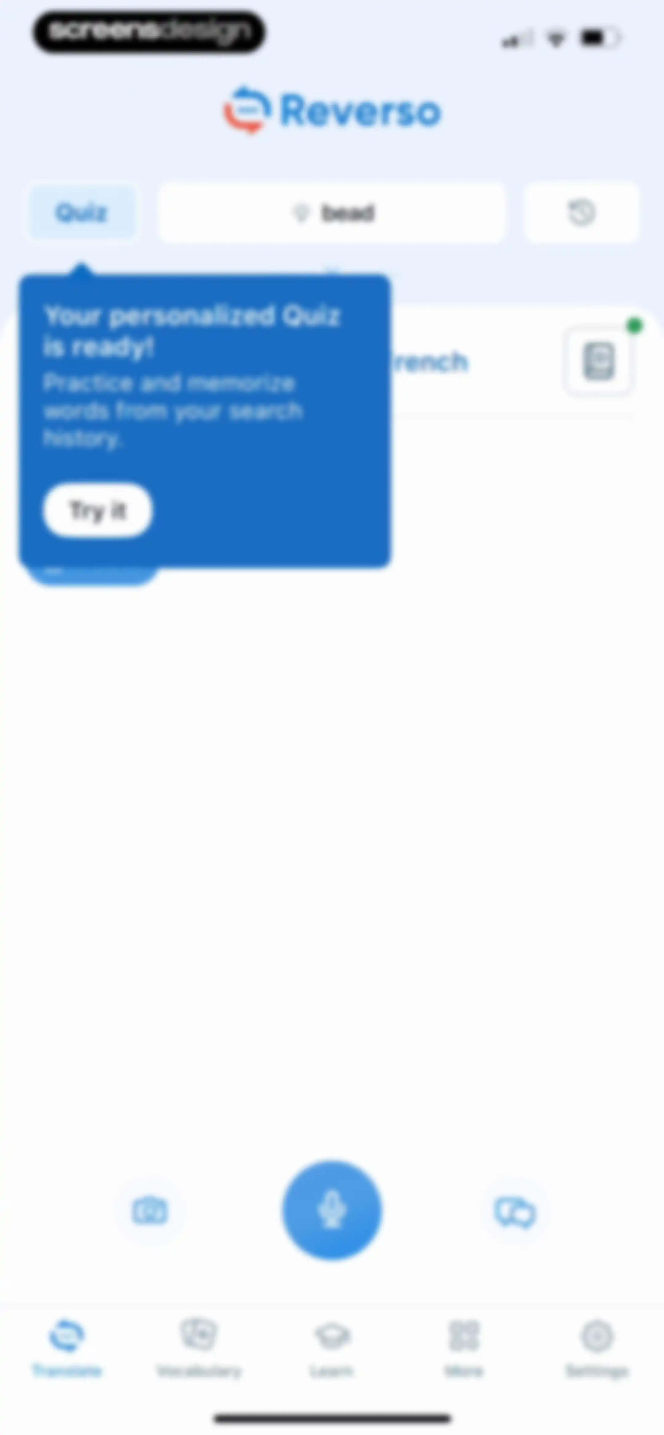 Reverso translate and learn screen 65
