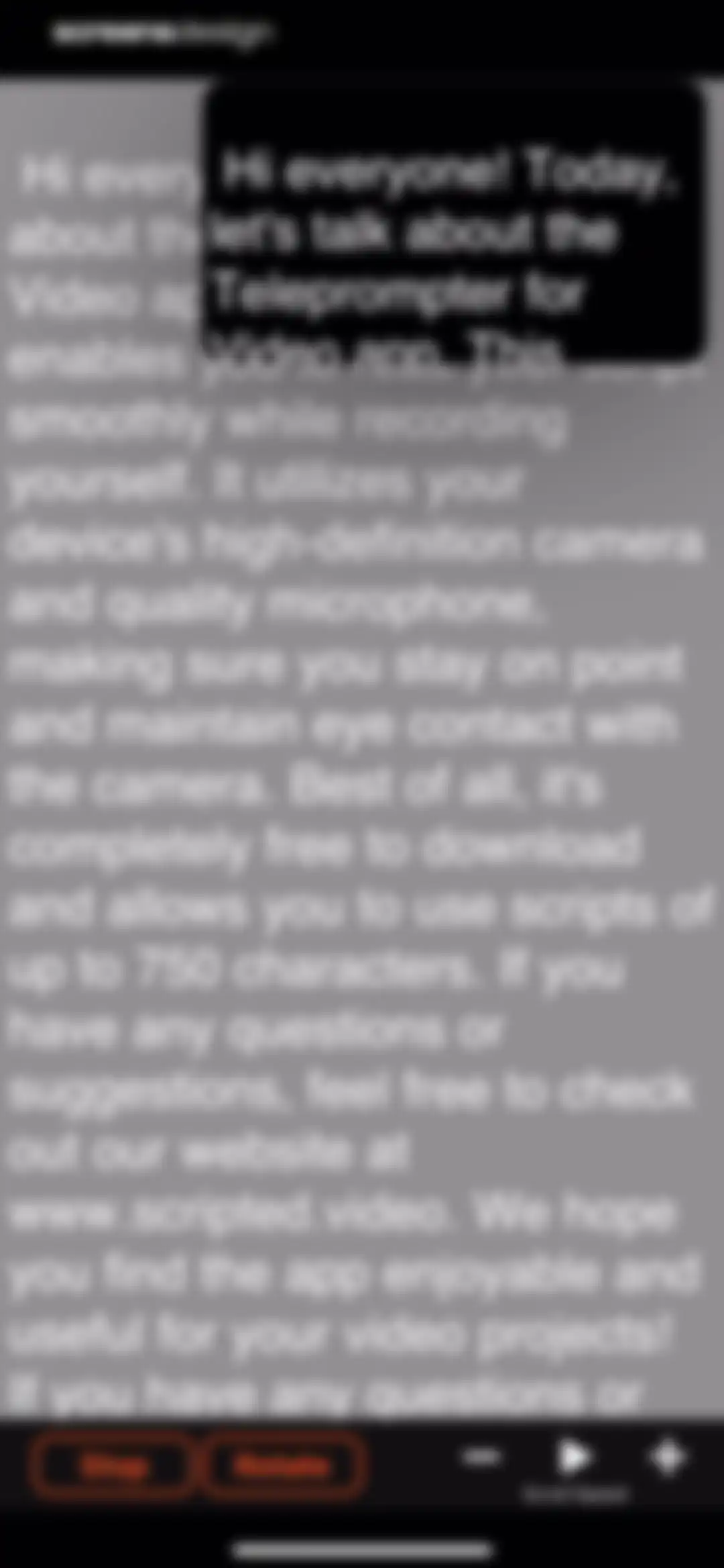 Teleprompter for Video screen 30