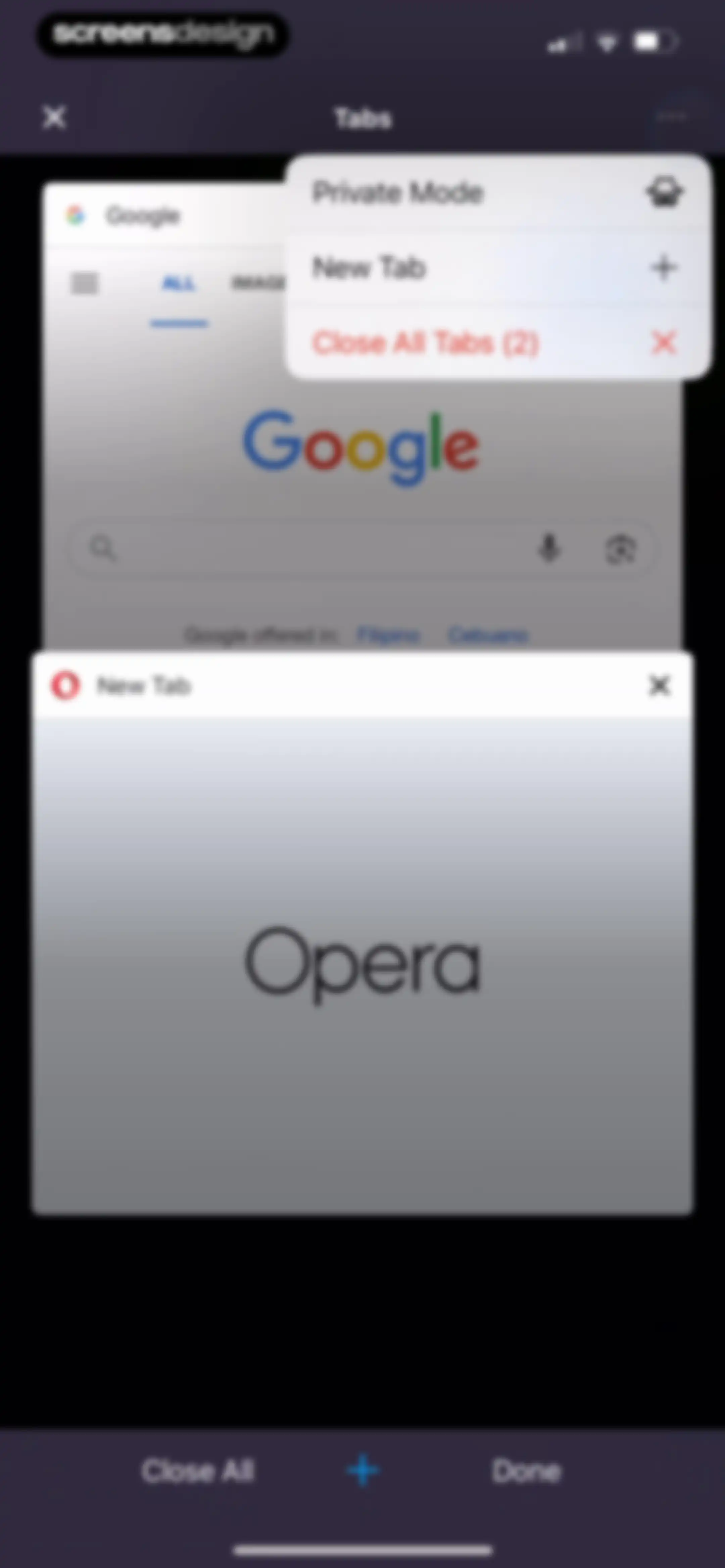 Opera: AI browser with VPN screen 96