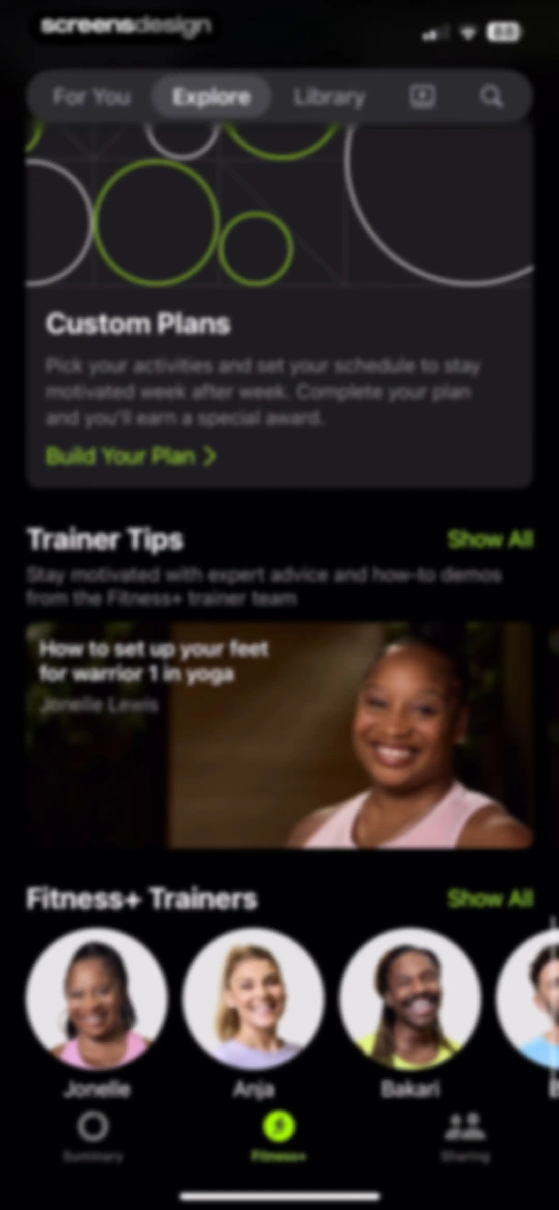 Apple Fitness screen 121
