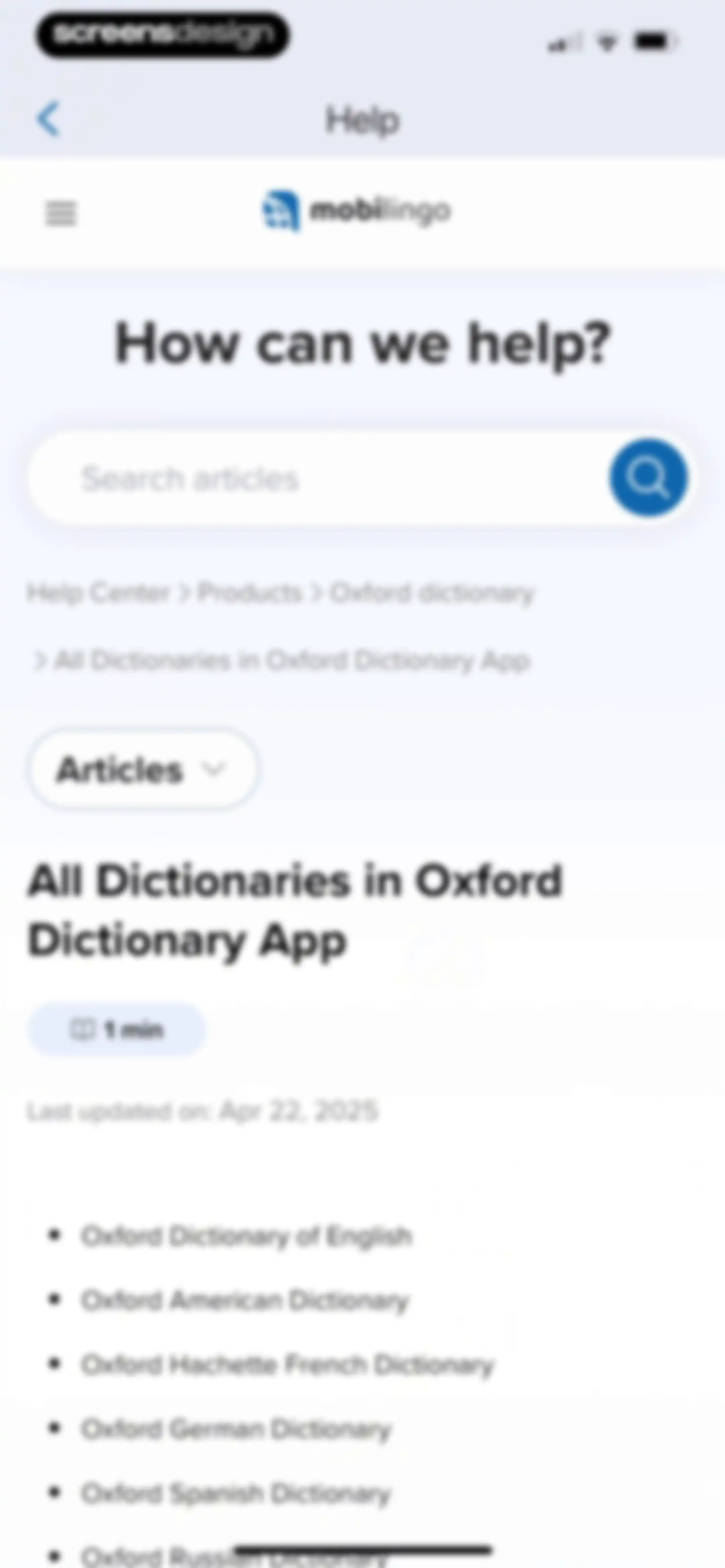 Oxford Dictionary & Thesaurus screen 66