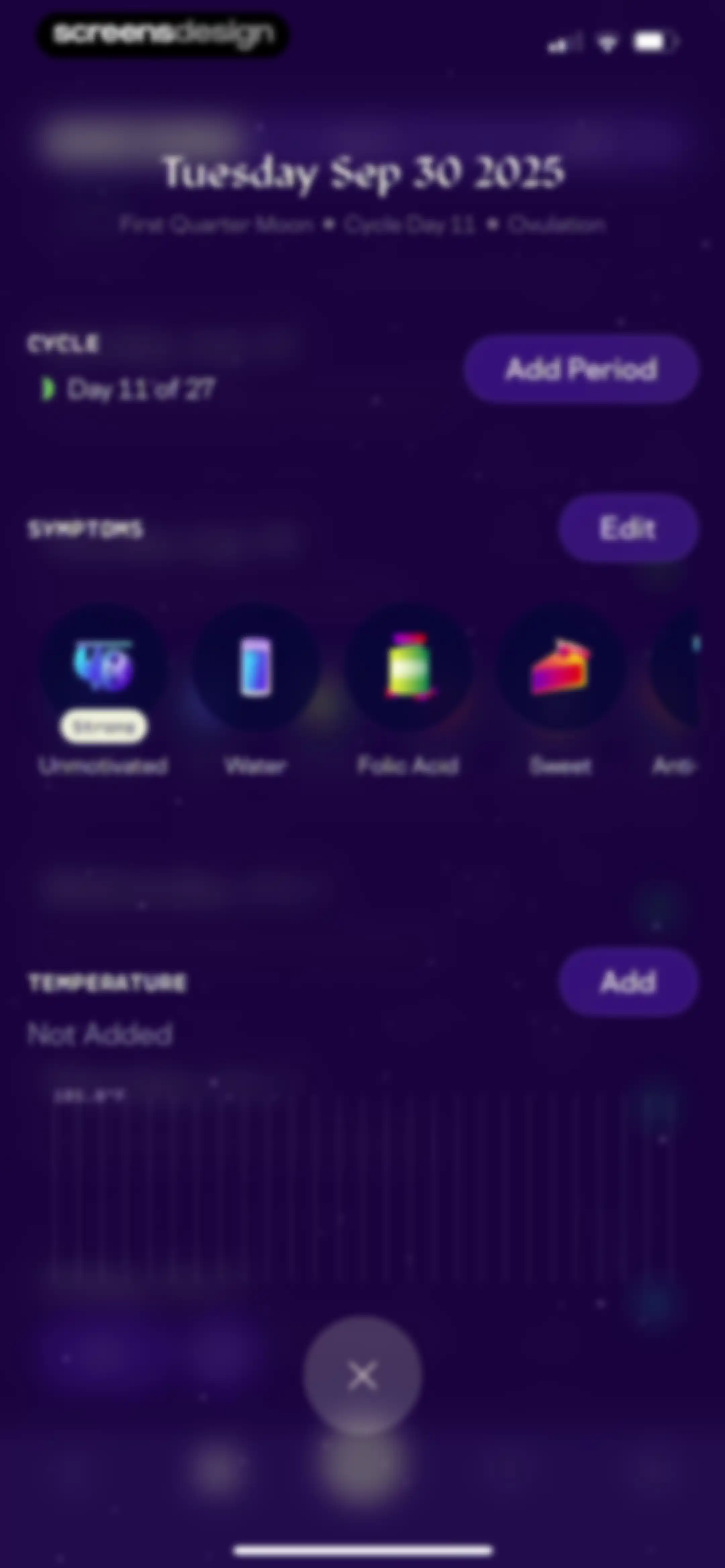 Stardust Period Tracker screen 105