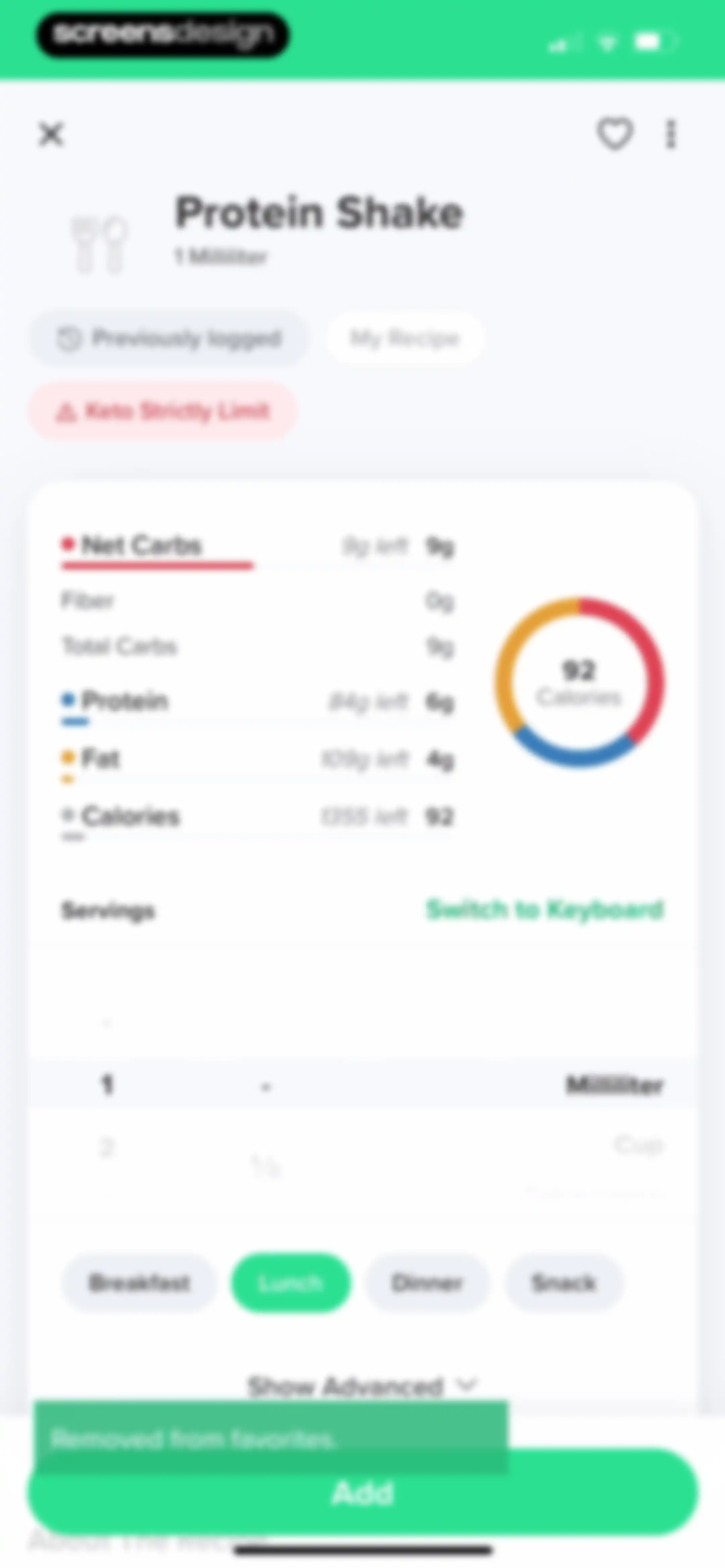 Carb Manager: Keto & Macro Log screen 249