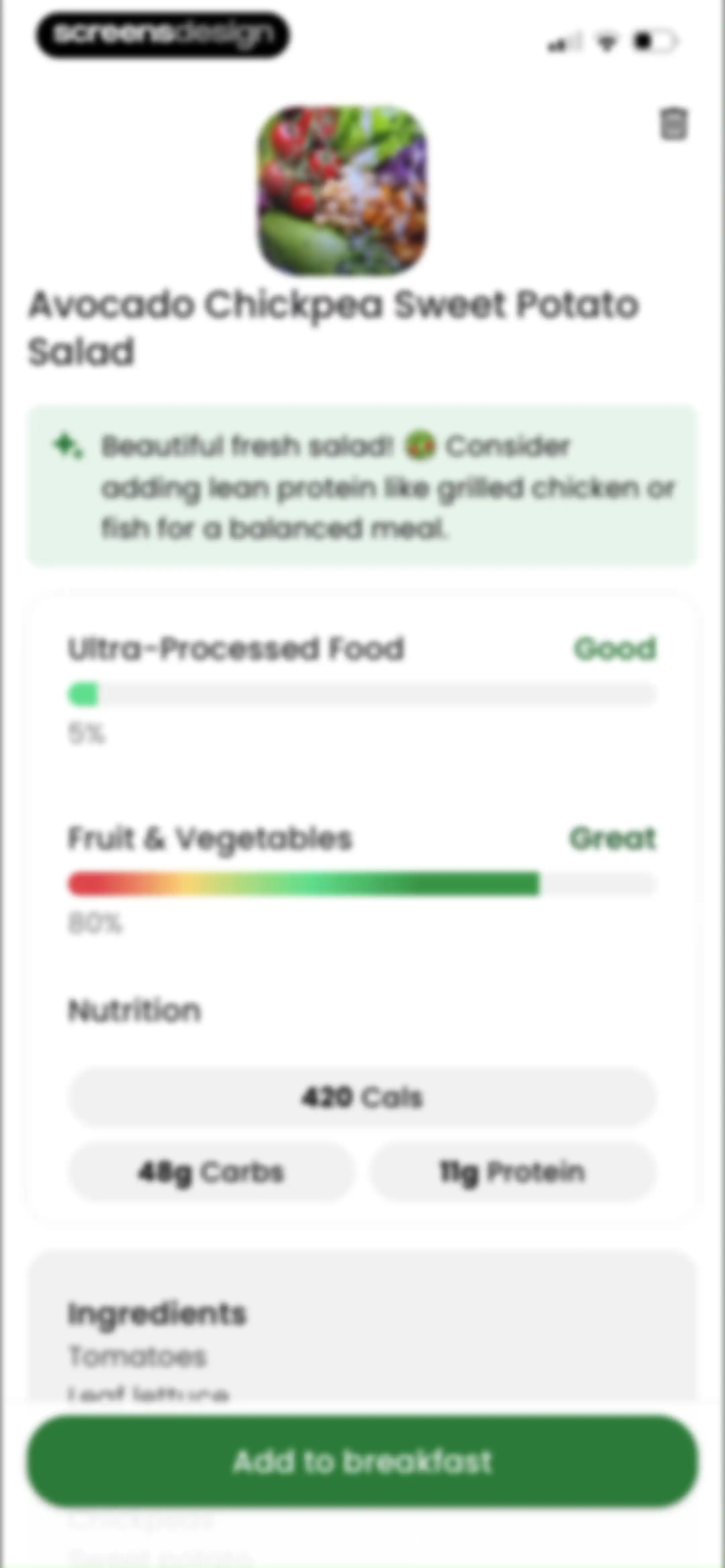 Diabetes food tracker - Gococo screen 74