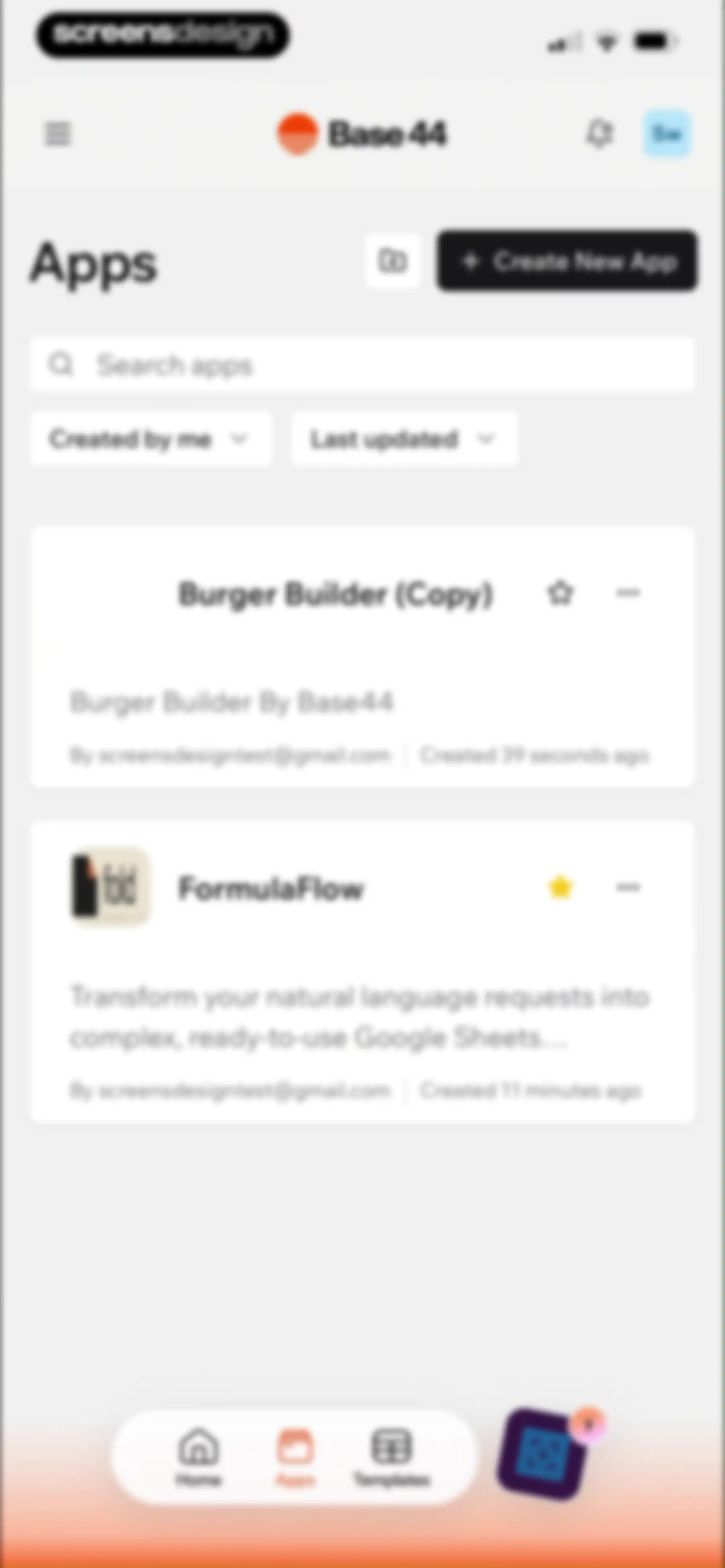 Base44: Build with AI screen 103