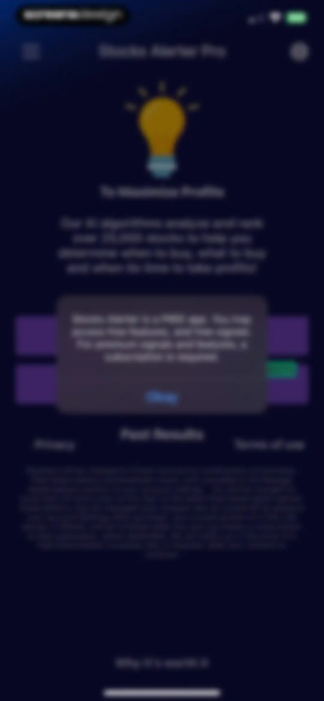 Stocks Alerter screen 68