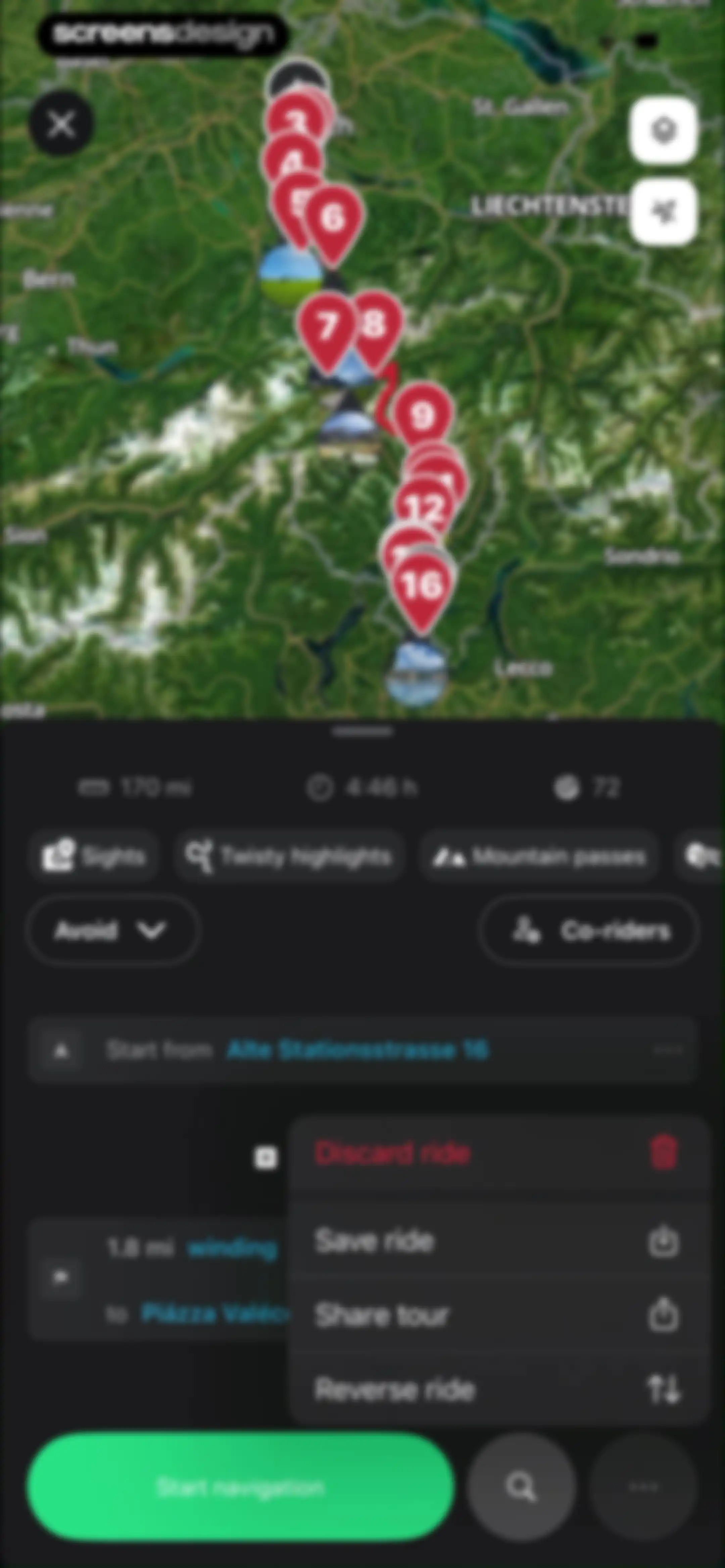 calimoto Motorcycle Navigation screen 93