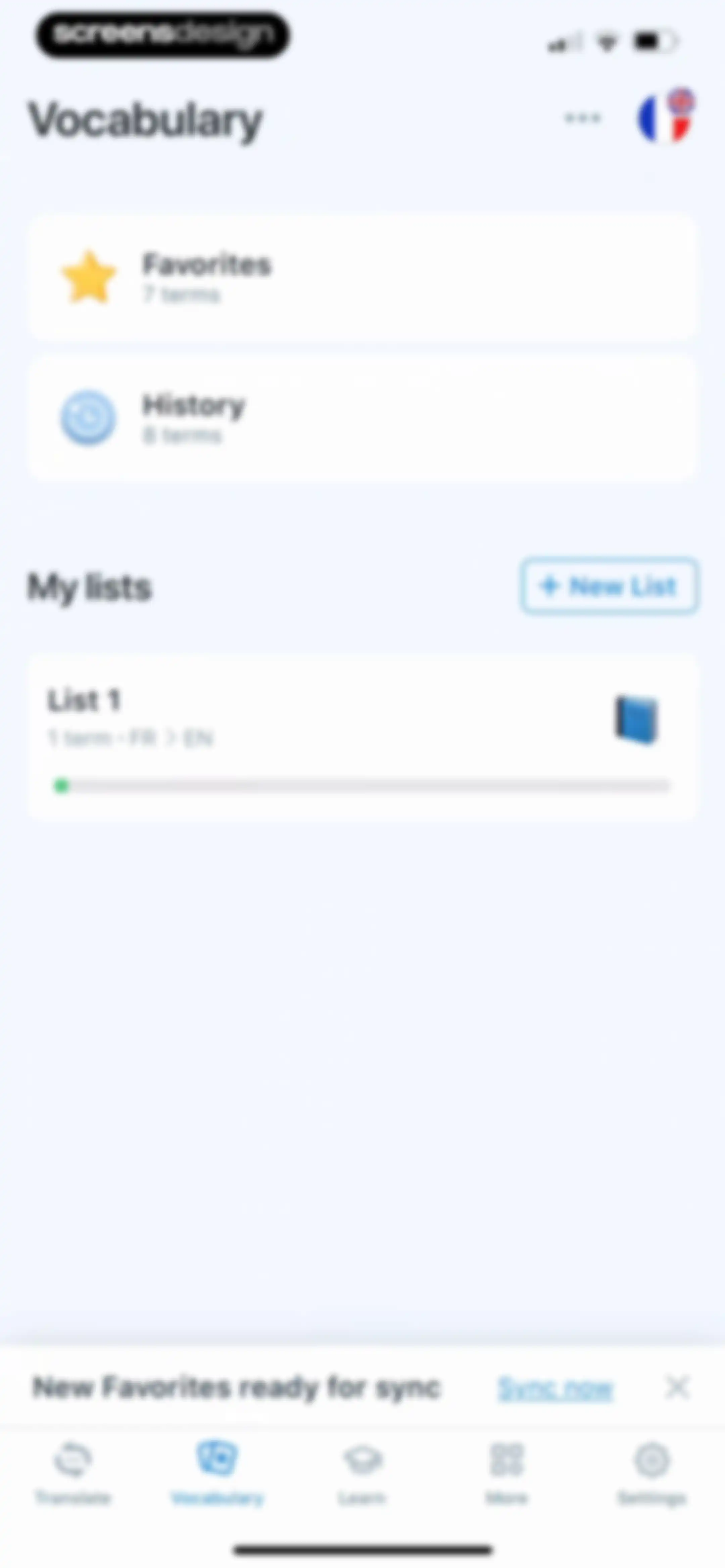 Reverso translate and learn screen 108
