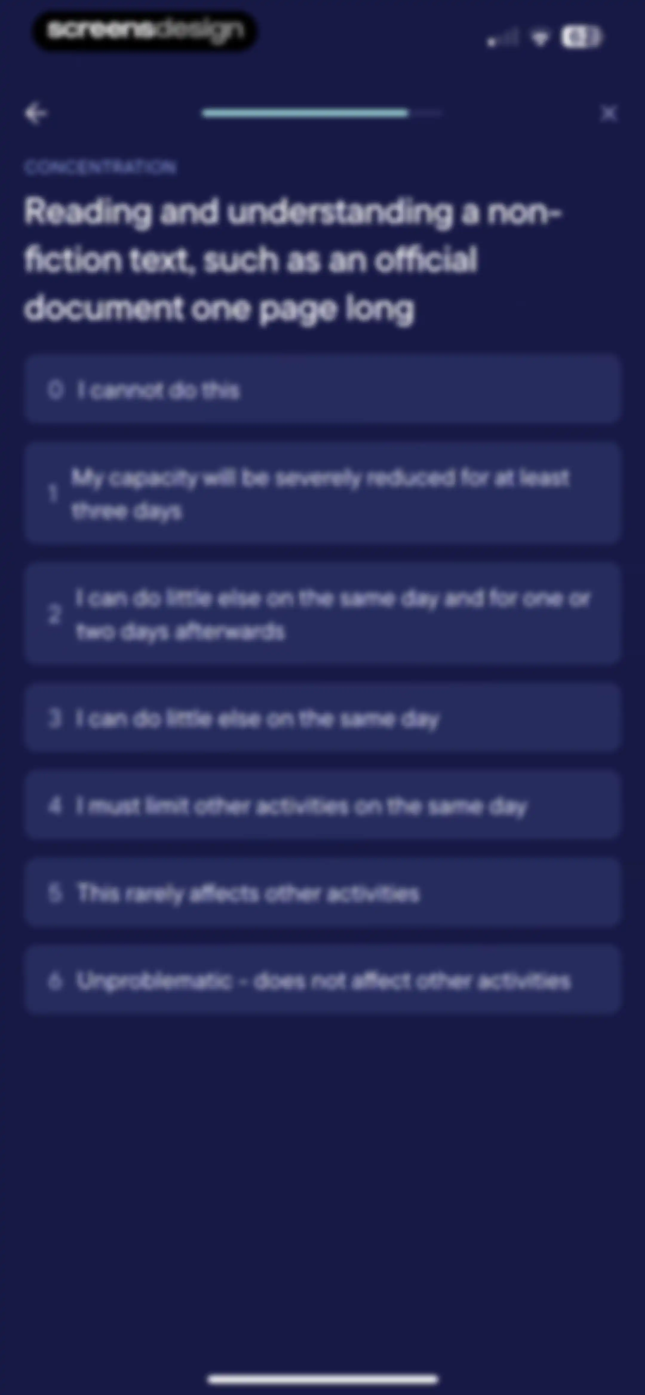 Visible: Pacing for illness screen 84