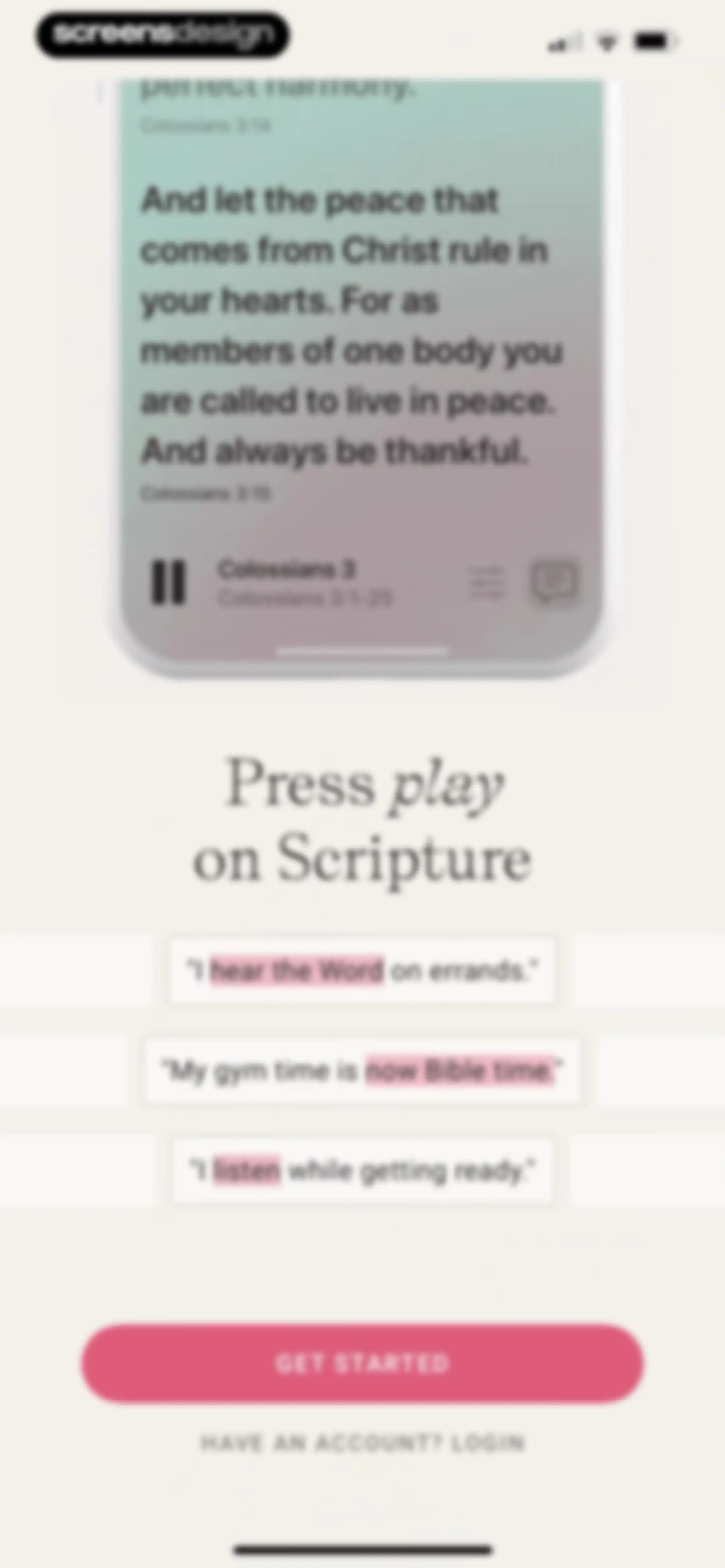 Dwell: Audio Bible screen 2