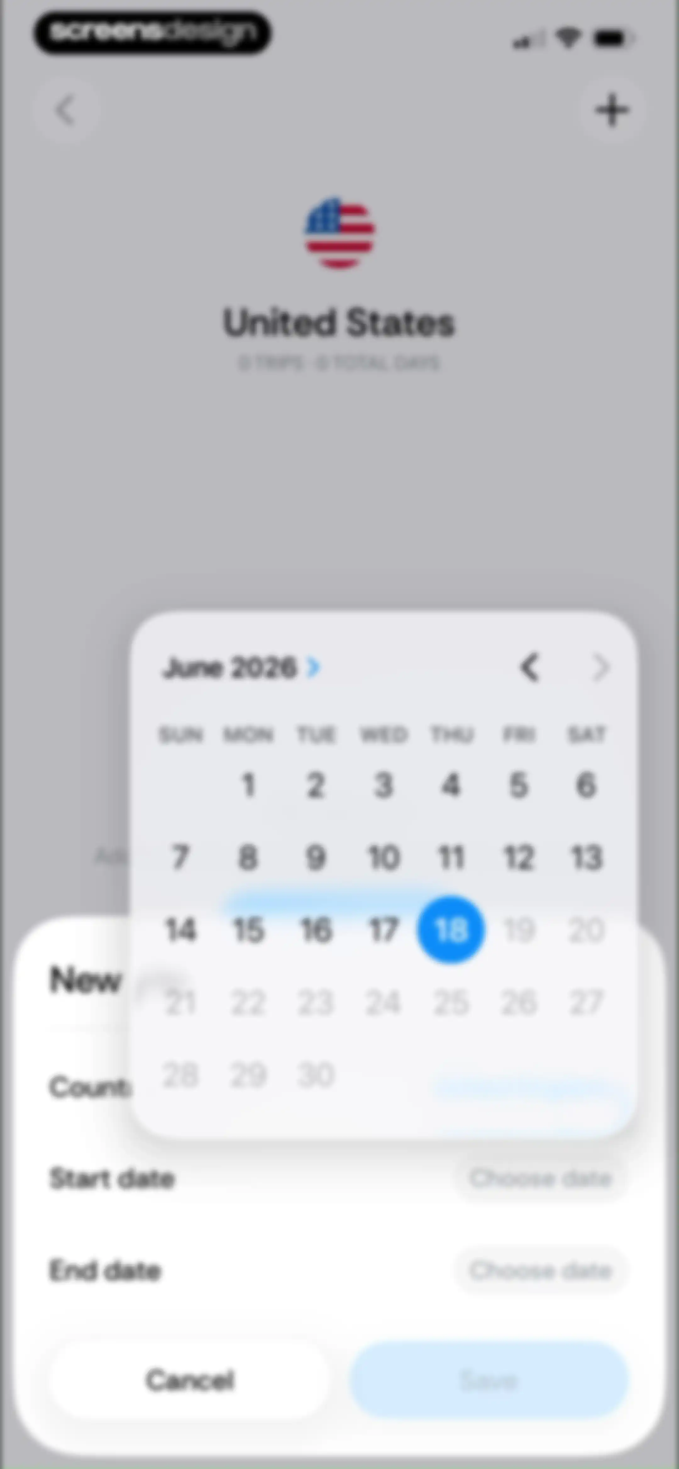 Country Days Tracker: Bounded screen 31