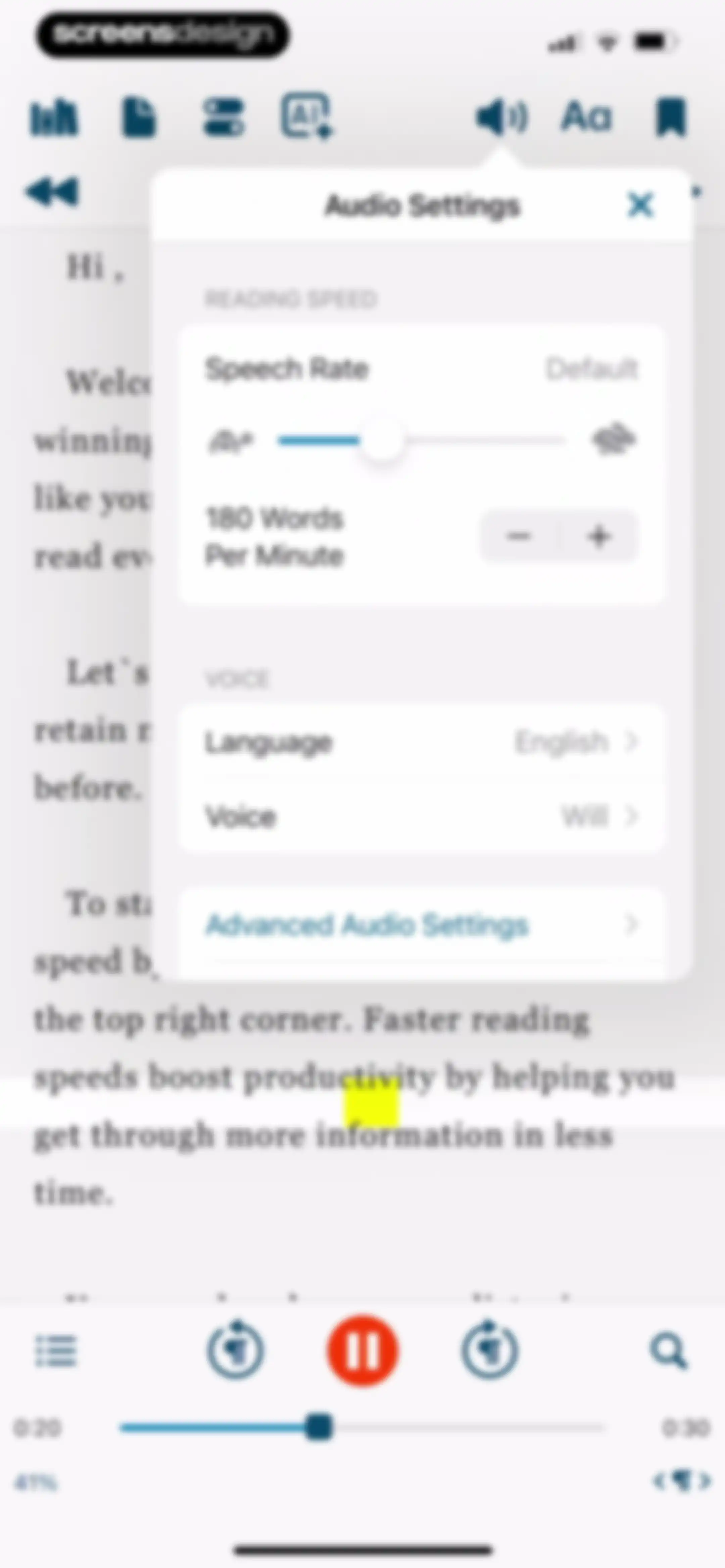 Voice Dream - Natural Reader screen 15