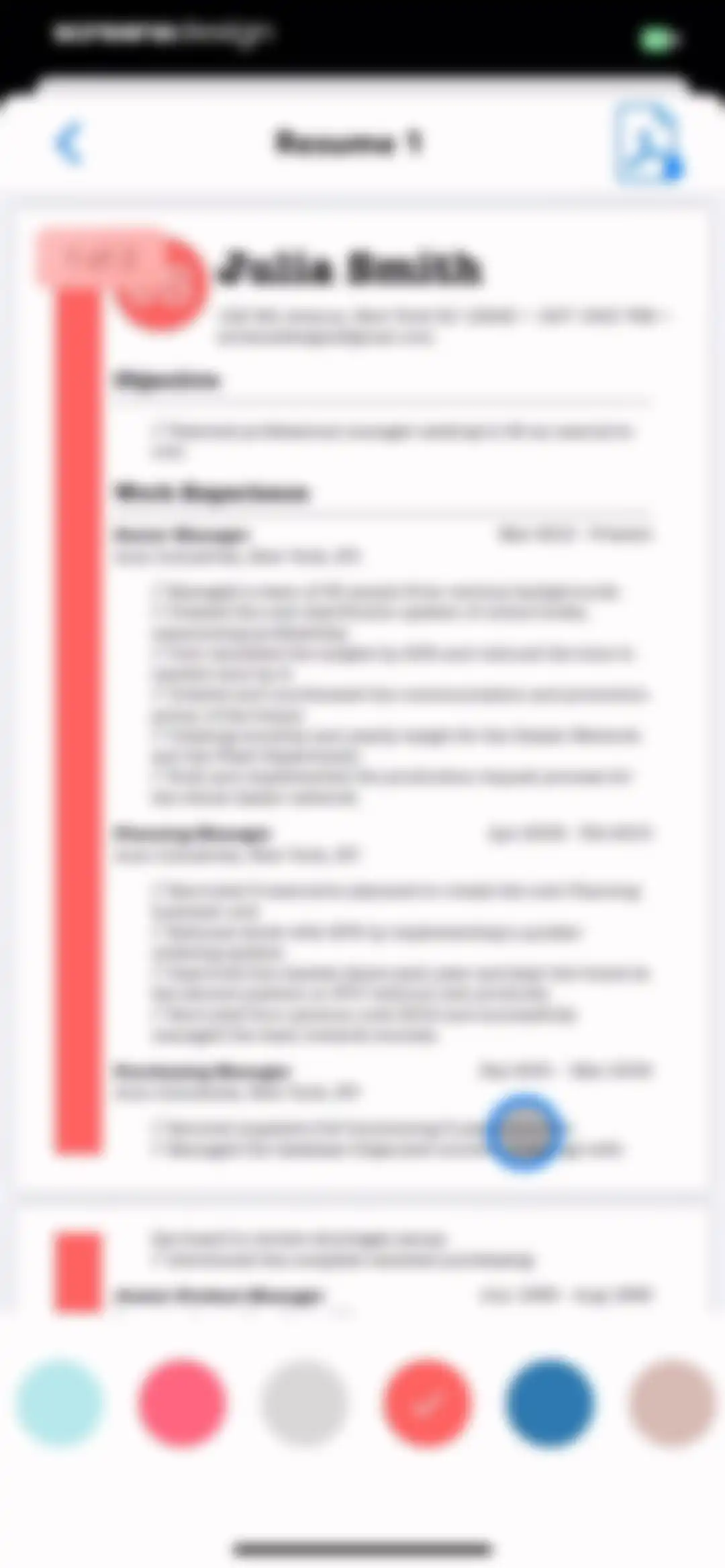 Resume Builder⁺ screen 24