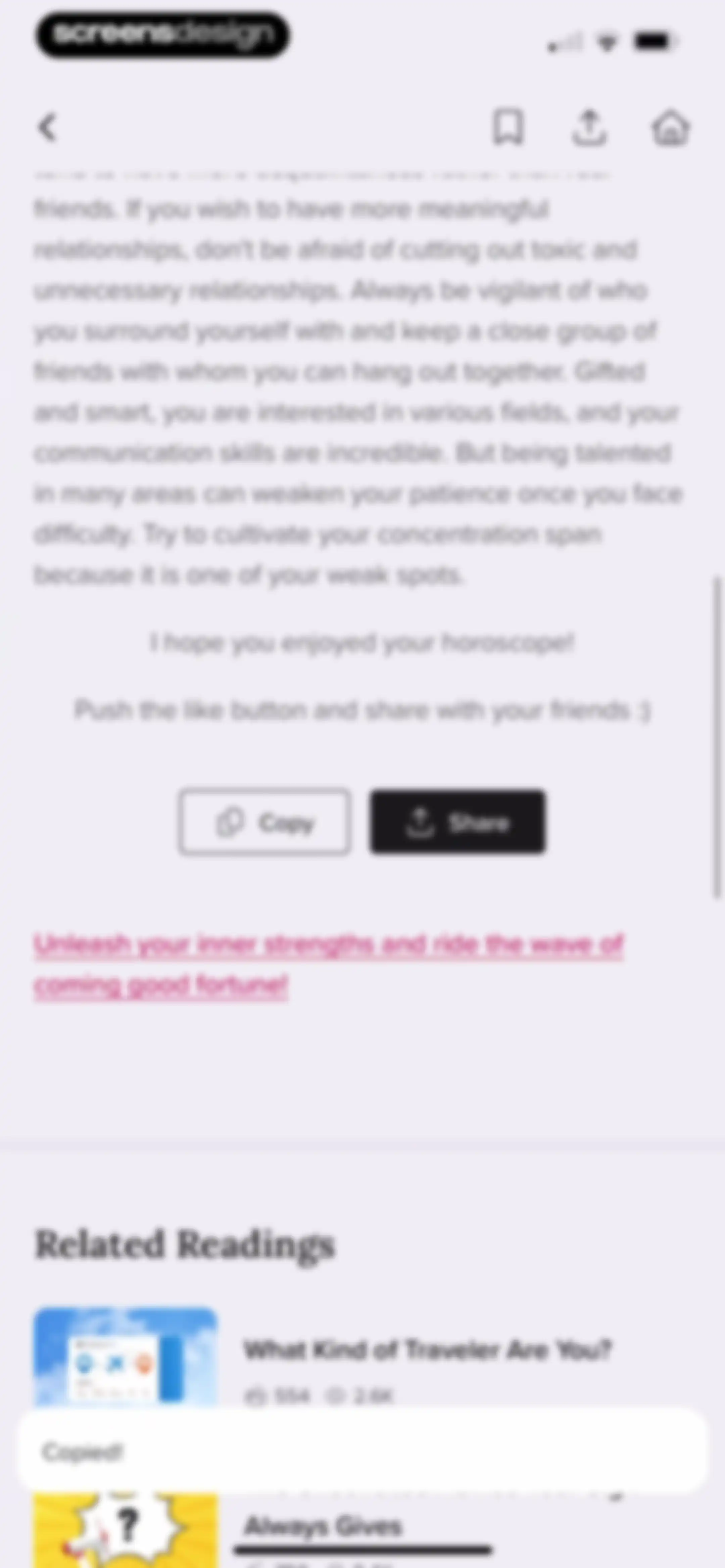 FORCETELLER: Daily Horoscope screen 45