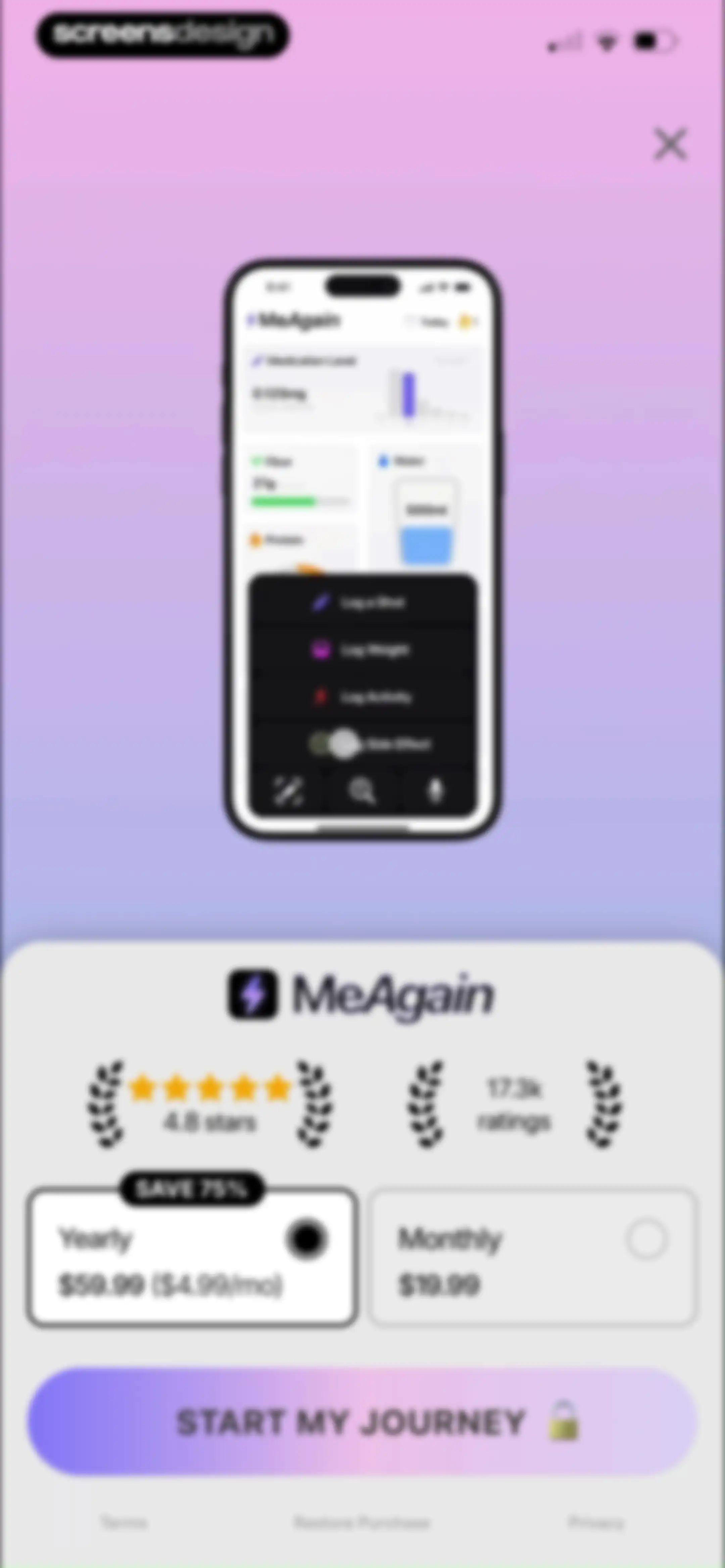 MeAgain: GLP-1 Tracker App screen 155