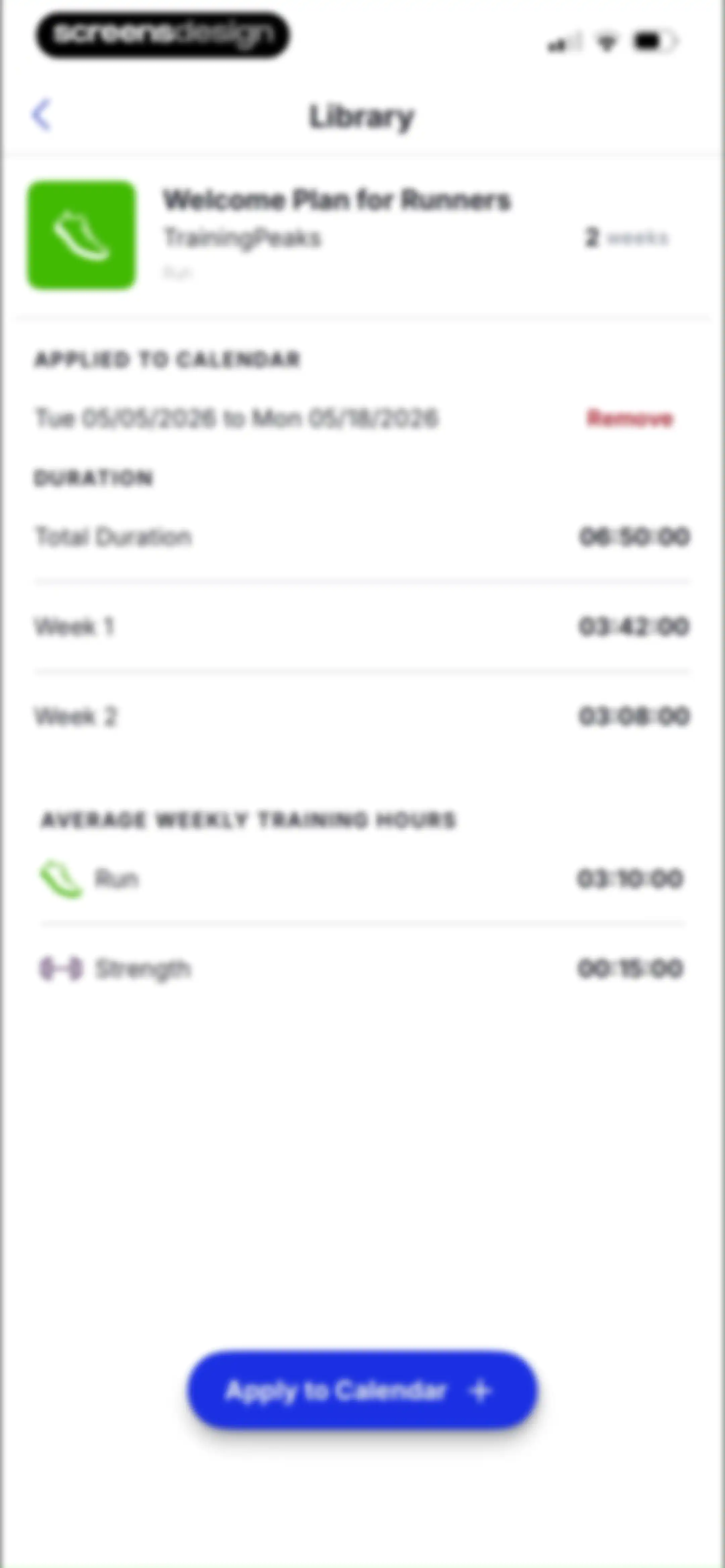 TrainingPeaks: Plan Train Lift screen 99