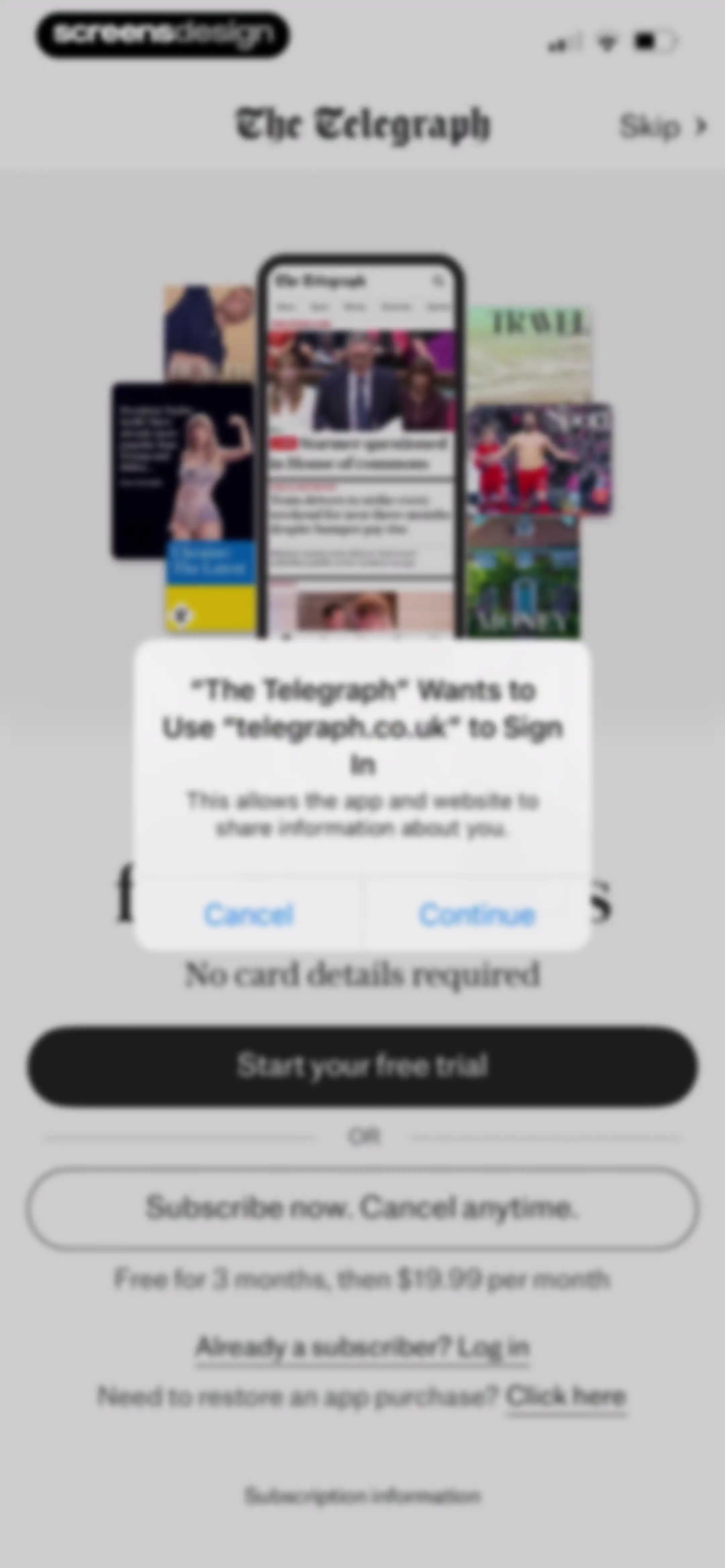 The Telegraph: UK & World News screen 3
