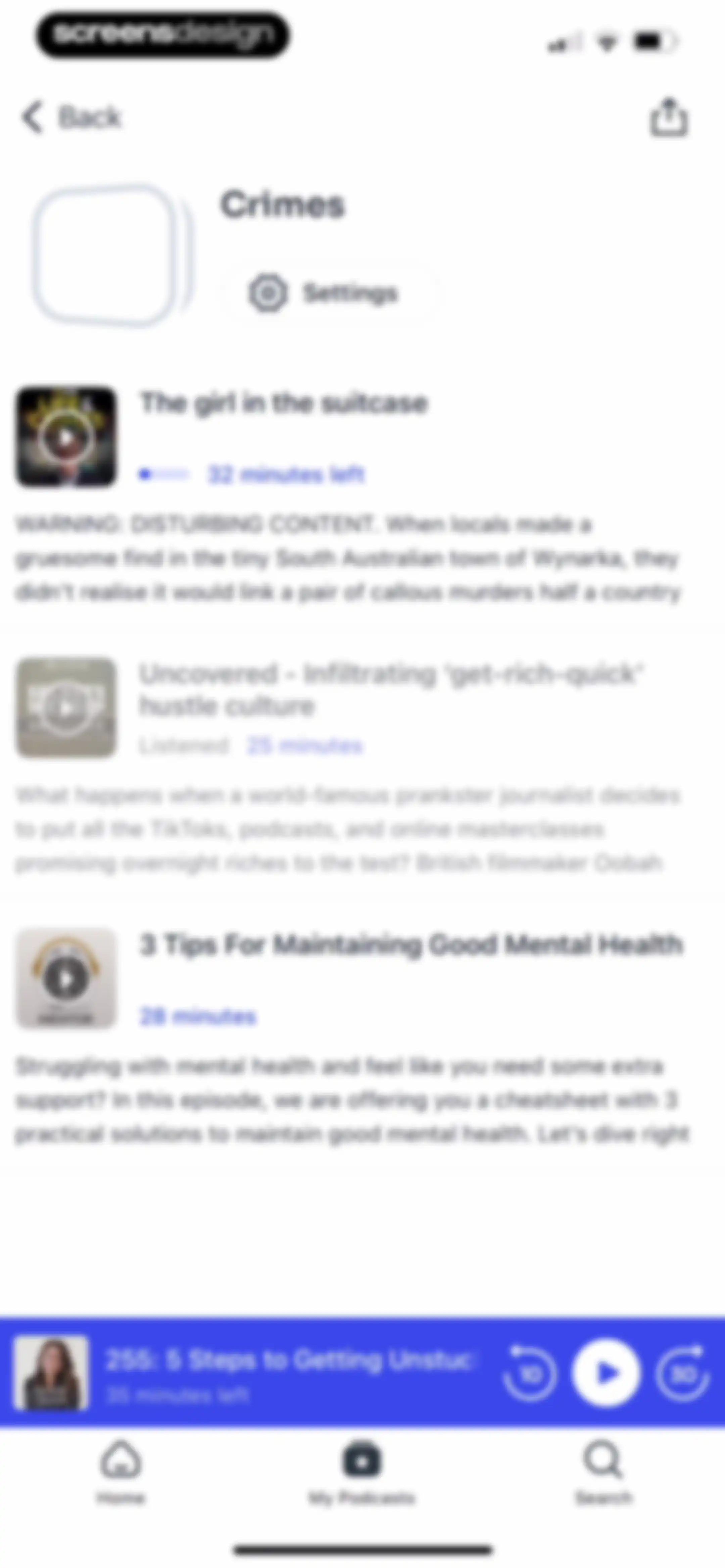 Podcast App screen 84