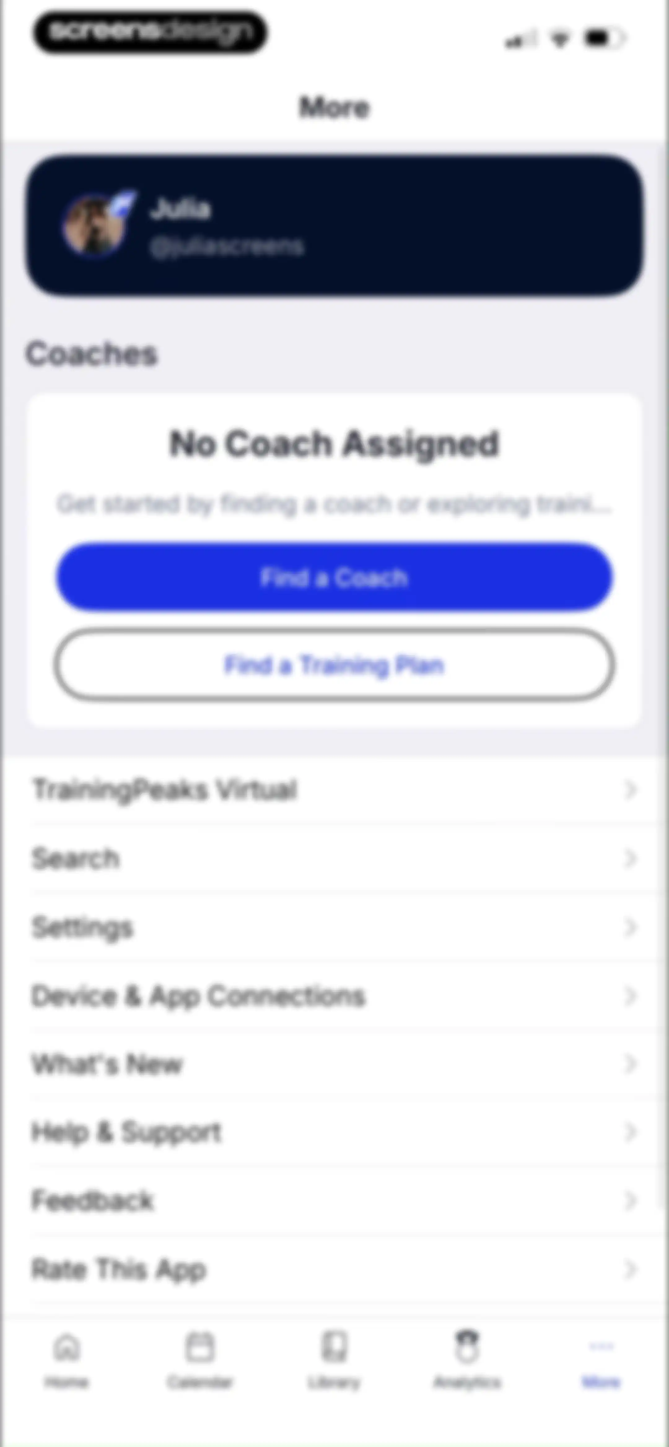 TrainingPeaks: Plan Train Lift screen 107