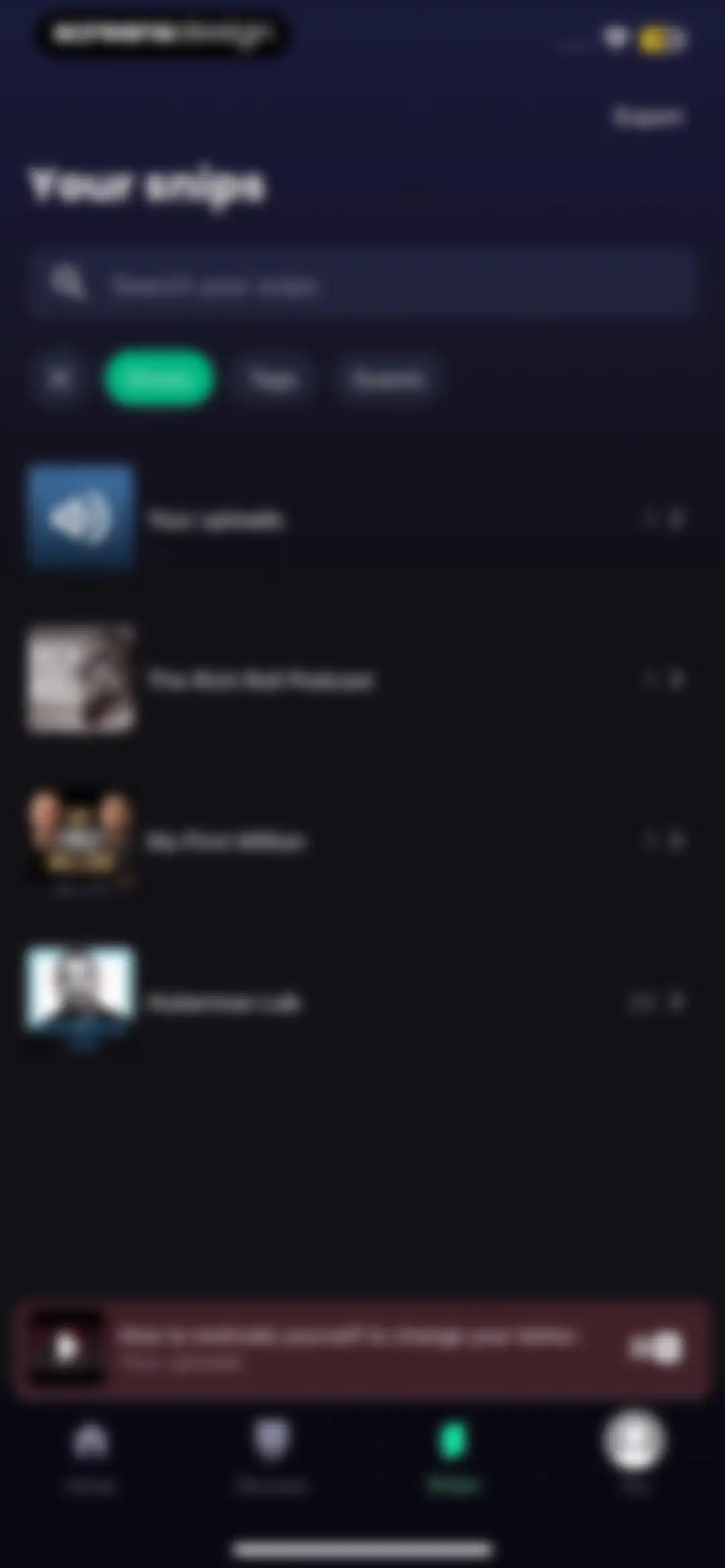 Snipd | AI Podcast Player screen 140