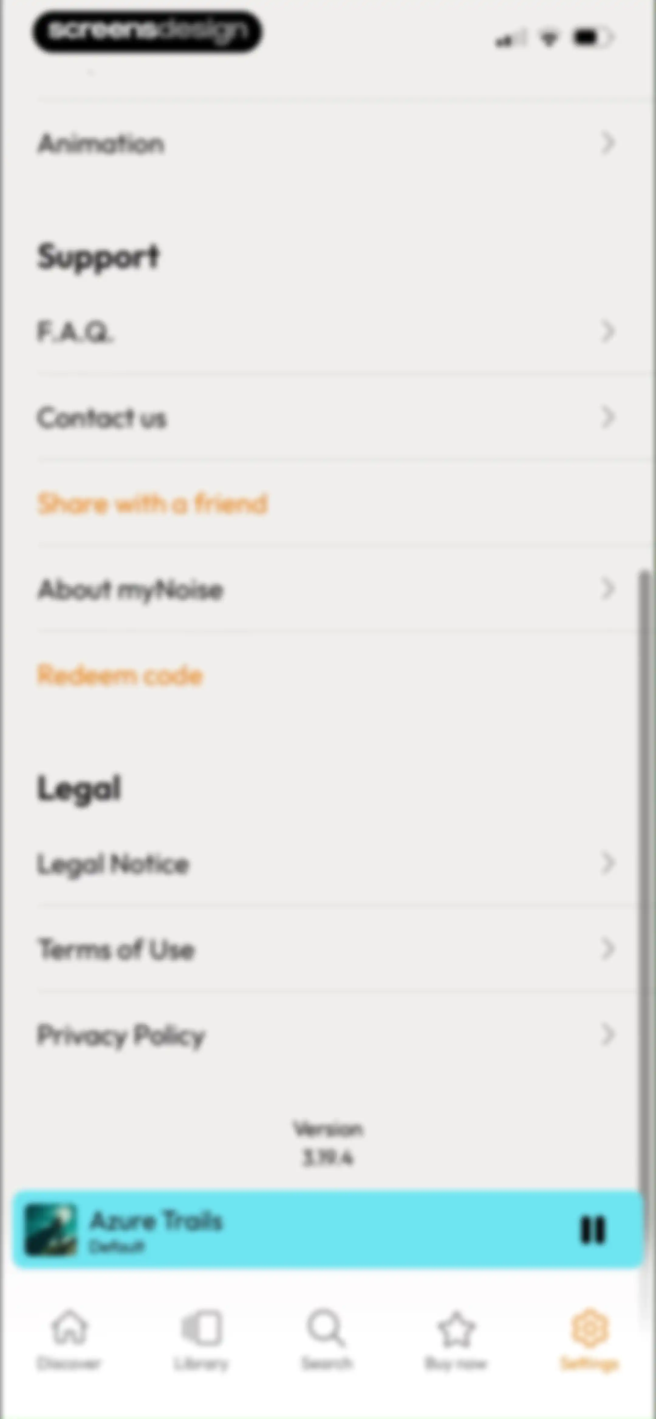 myNoise: Focus · Relax · Sleep screen 43