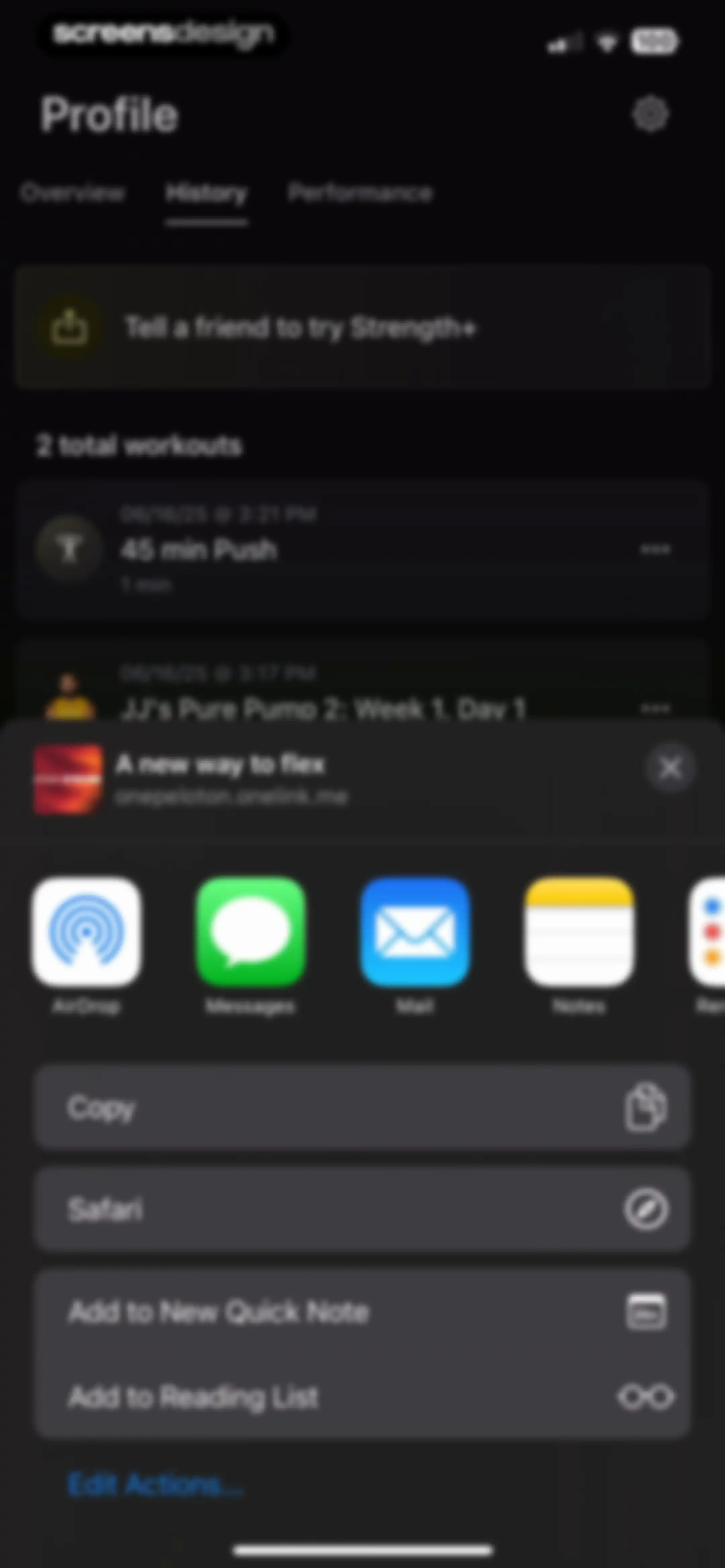 Peloton Strength+ screen 147