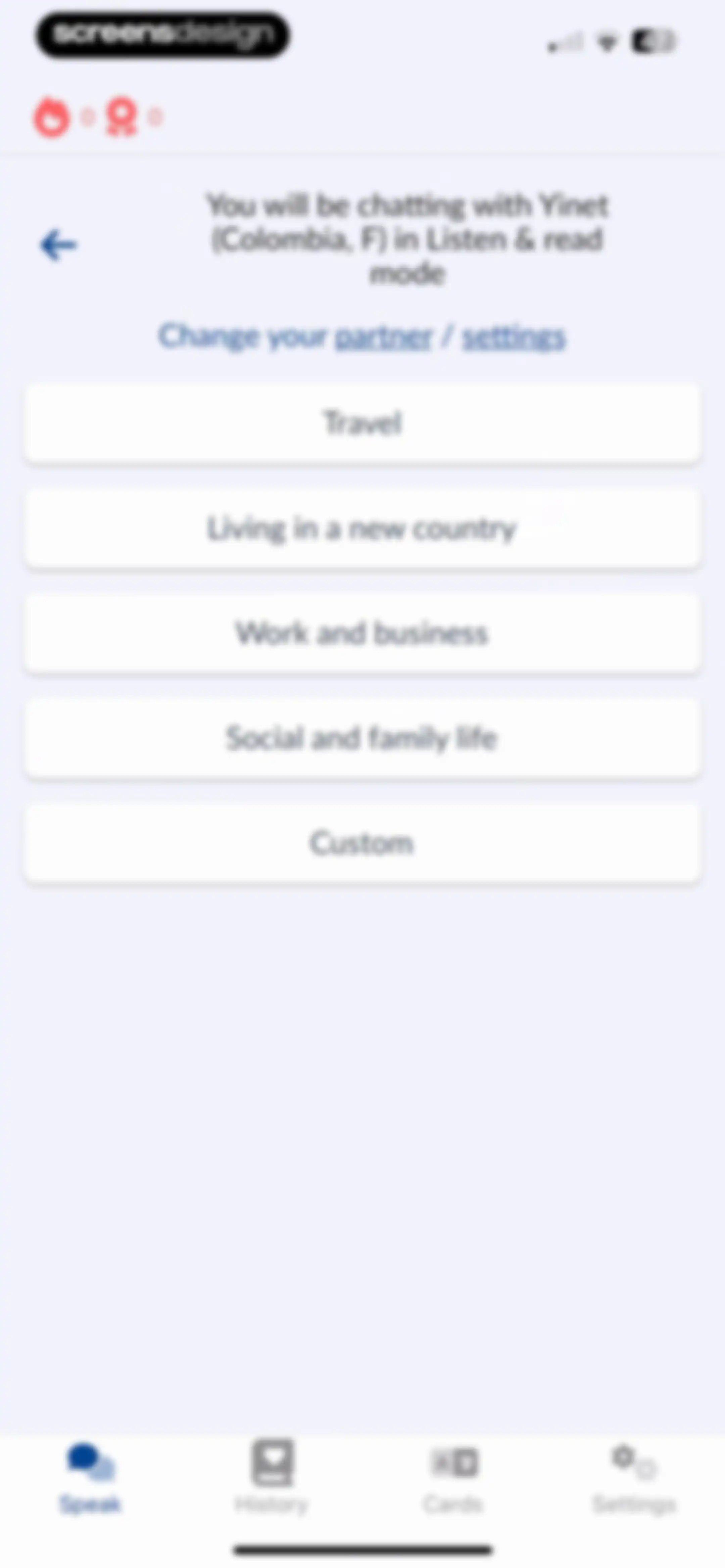 Langua: AI language learning screen 66