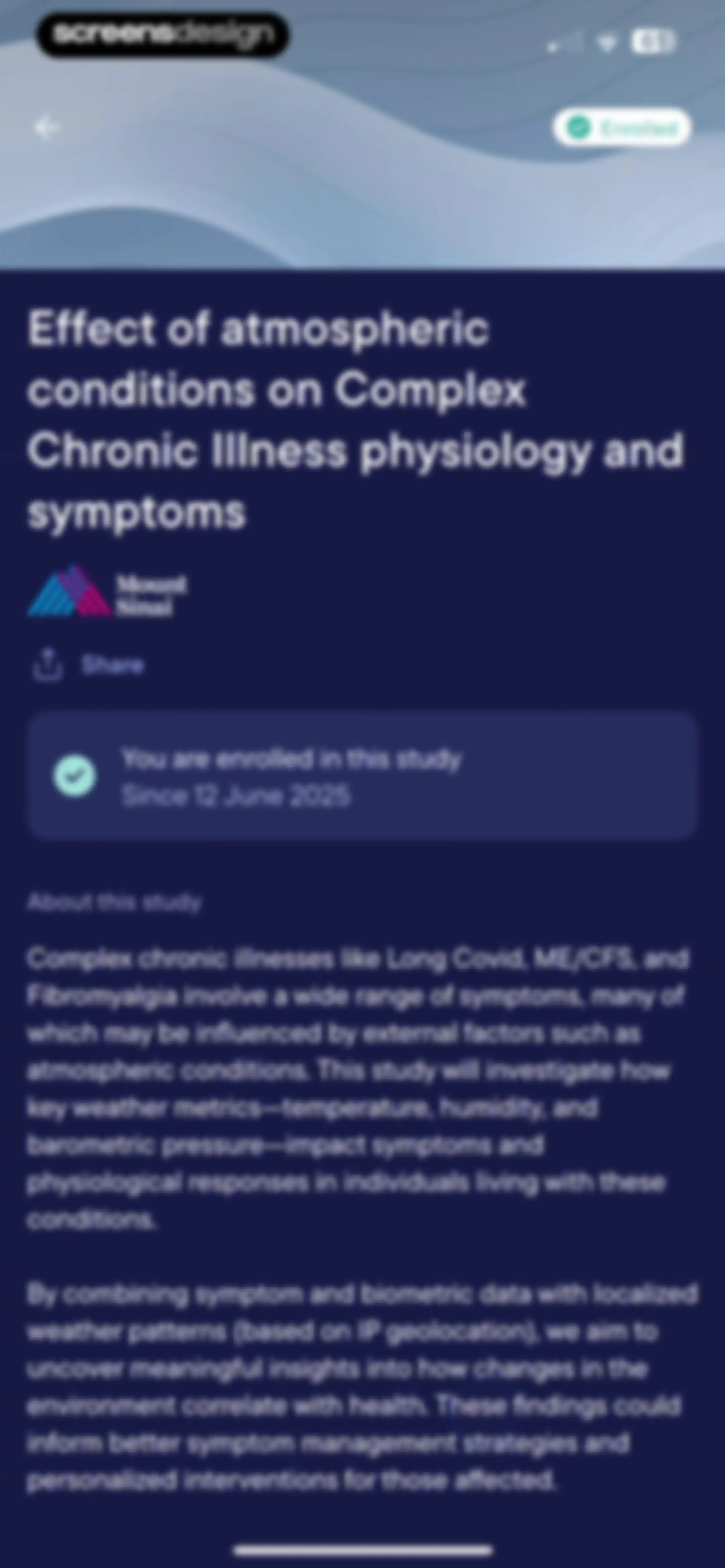 Visible: Pacing for illness screen 142