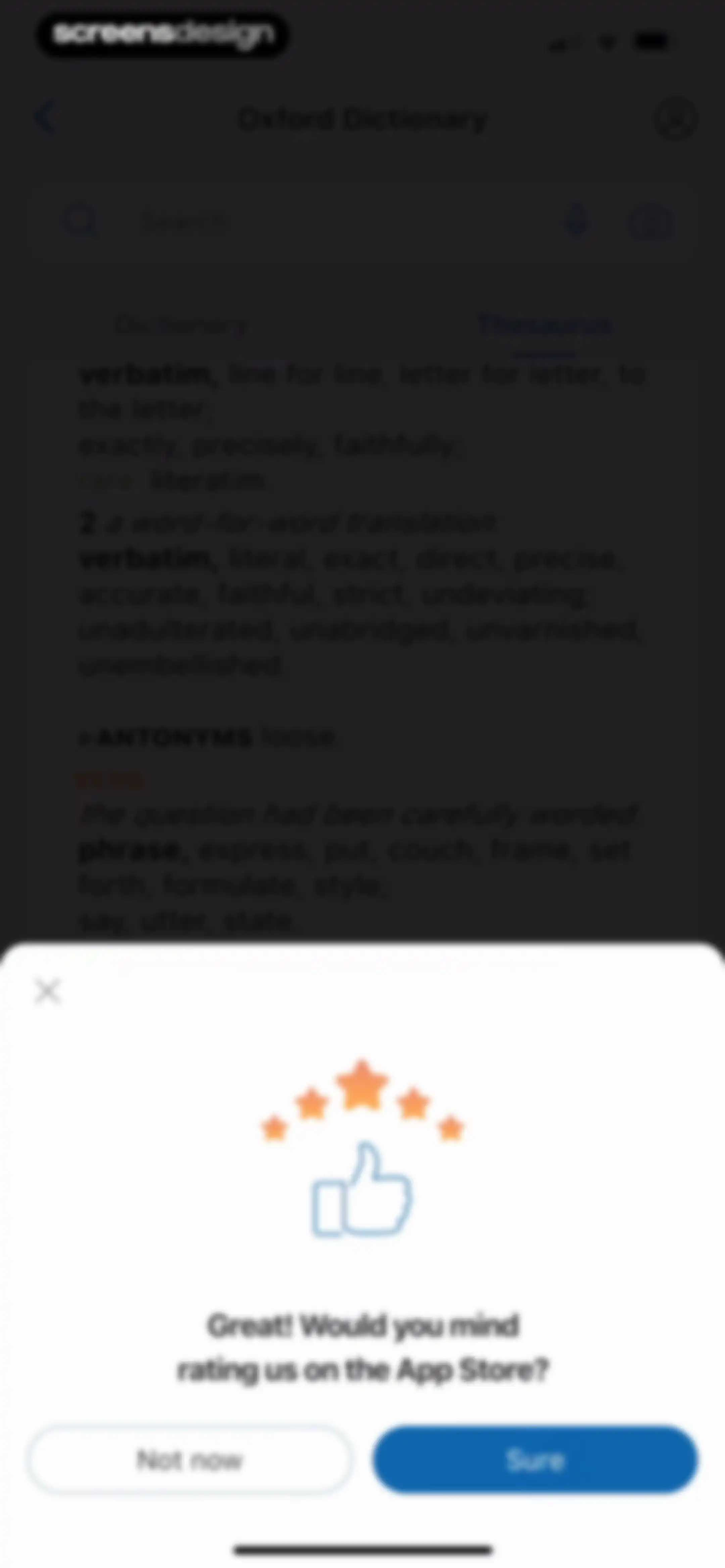 Oxford Dictionary & Thesaurus screen 39