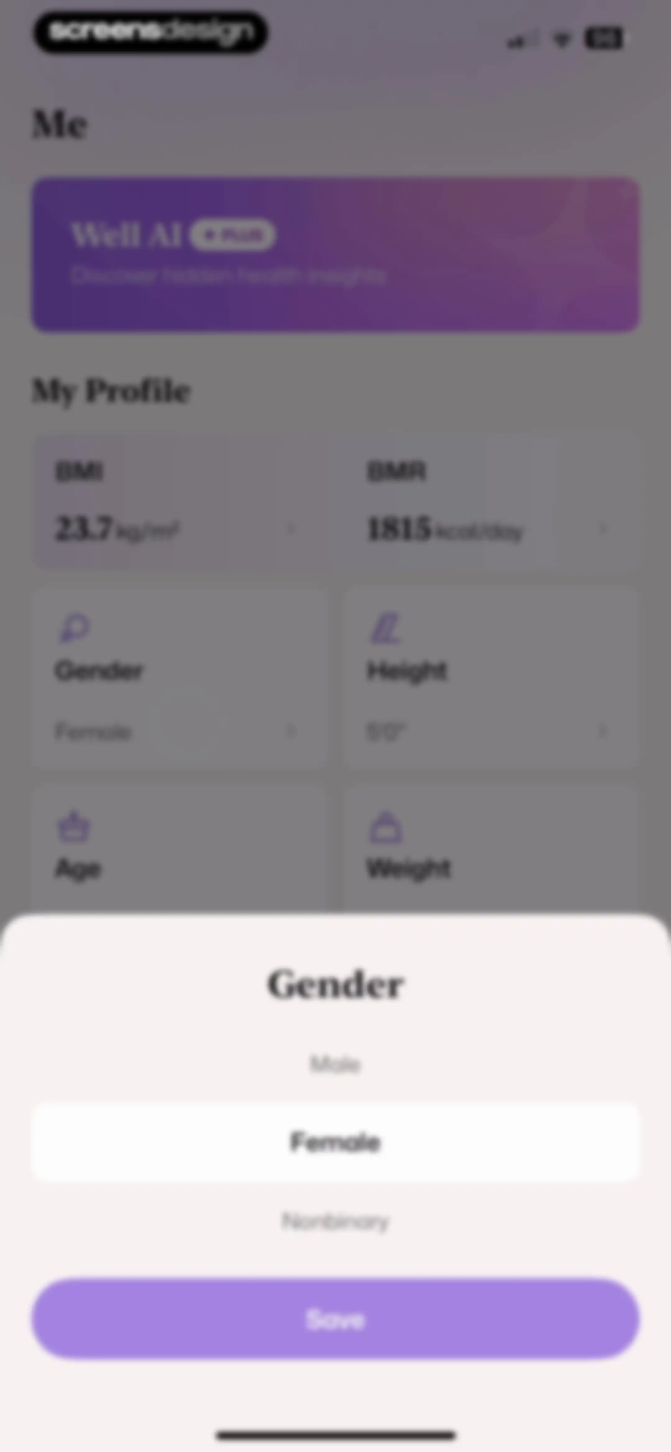 Well AI: Improve Well-being screen 140