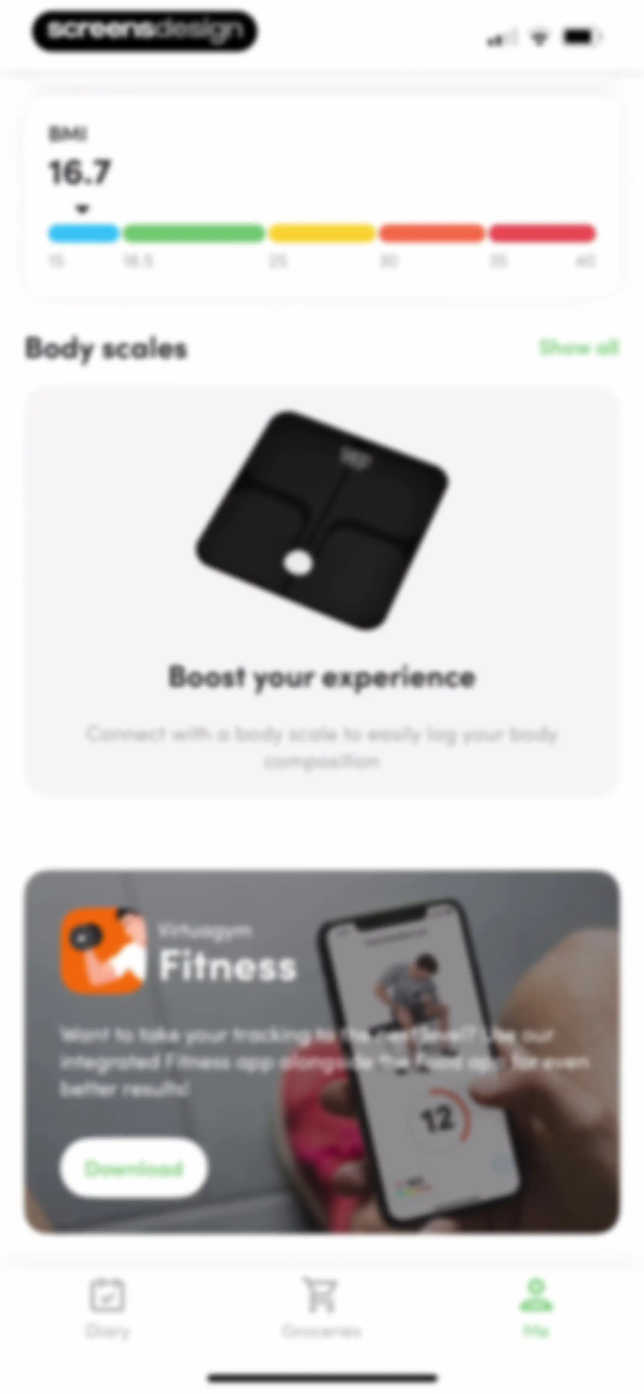 Calories and nutrition tracker screen 104