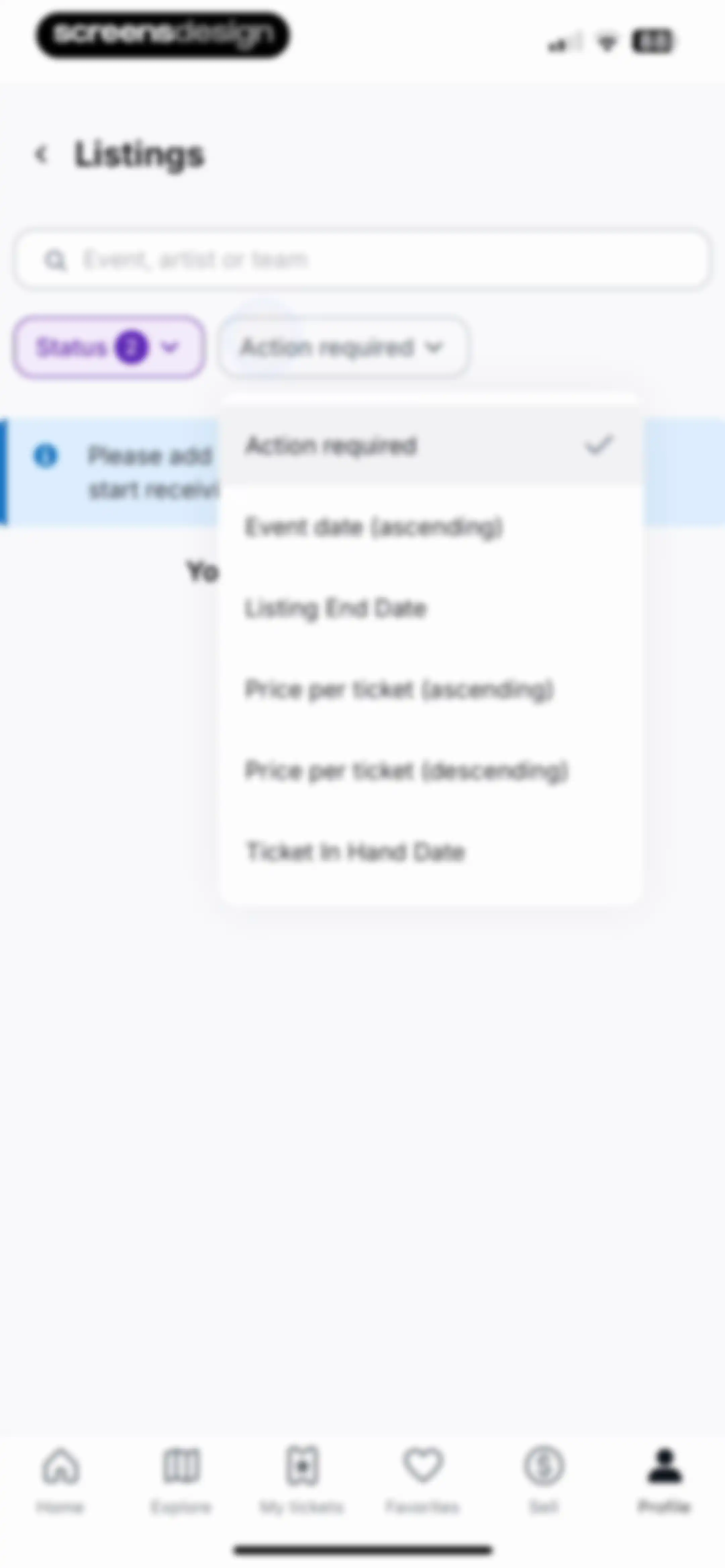 StubHub: Event Tickets screen 93
