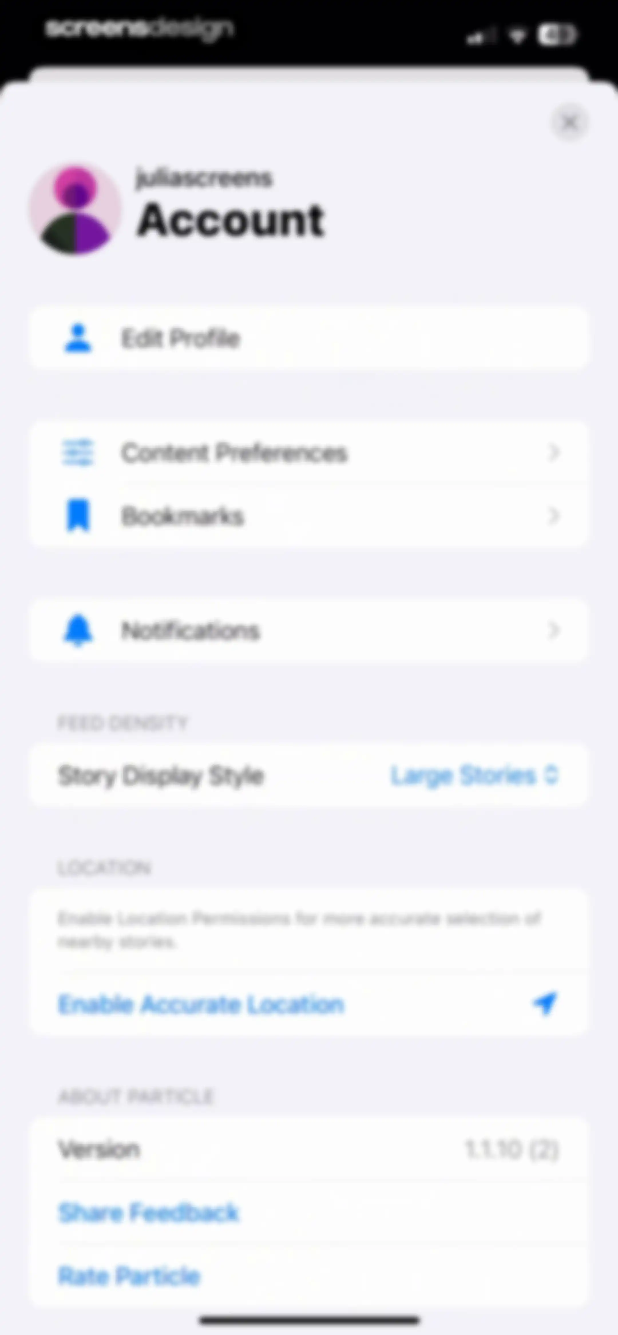 Particle: Personalized News screen 125