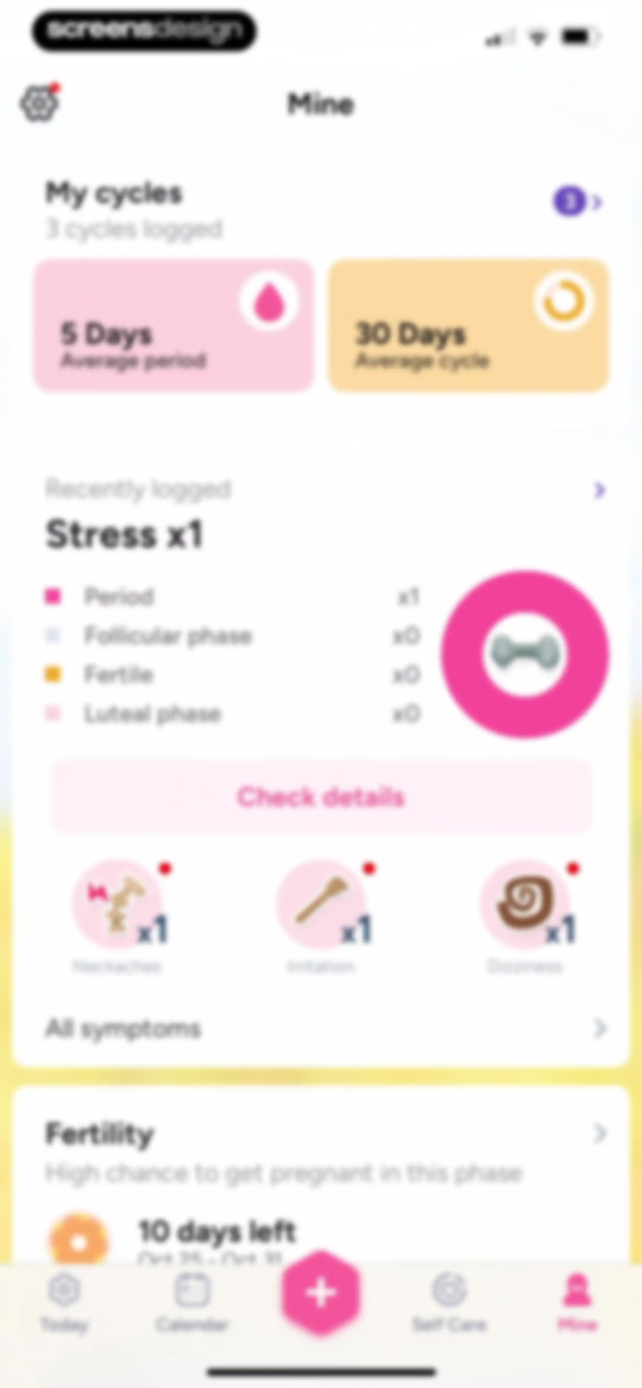 Period Tracker Period Calendar screen 100
