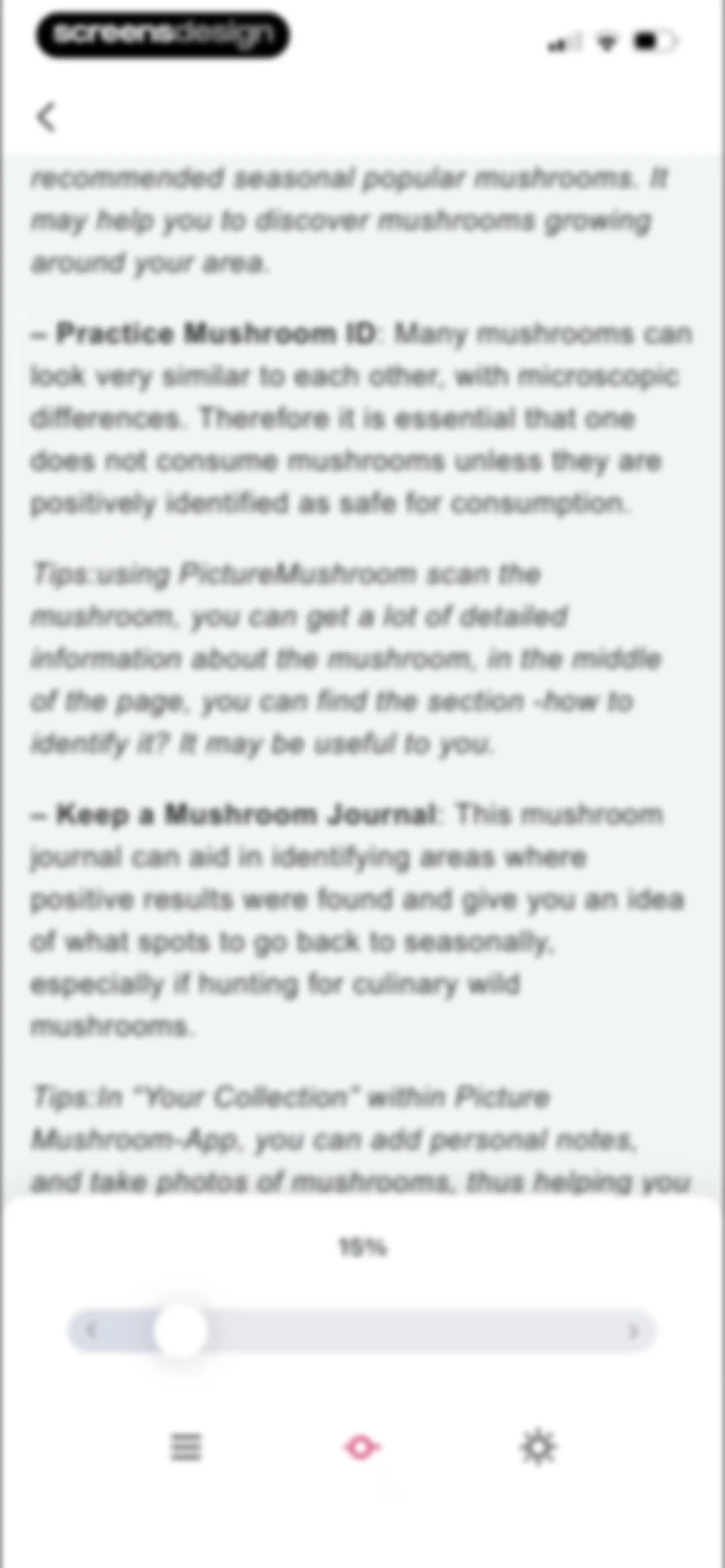 Picture Mushroom: Identifier screen 70