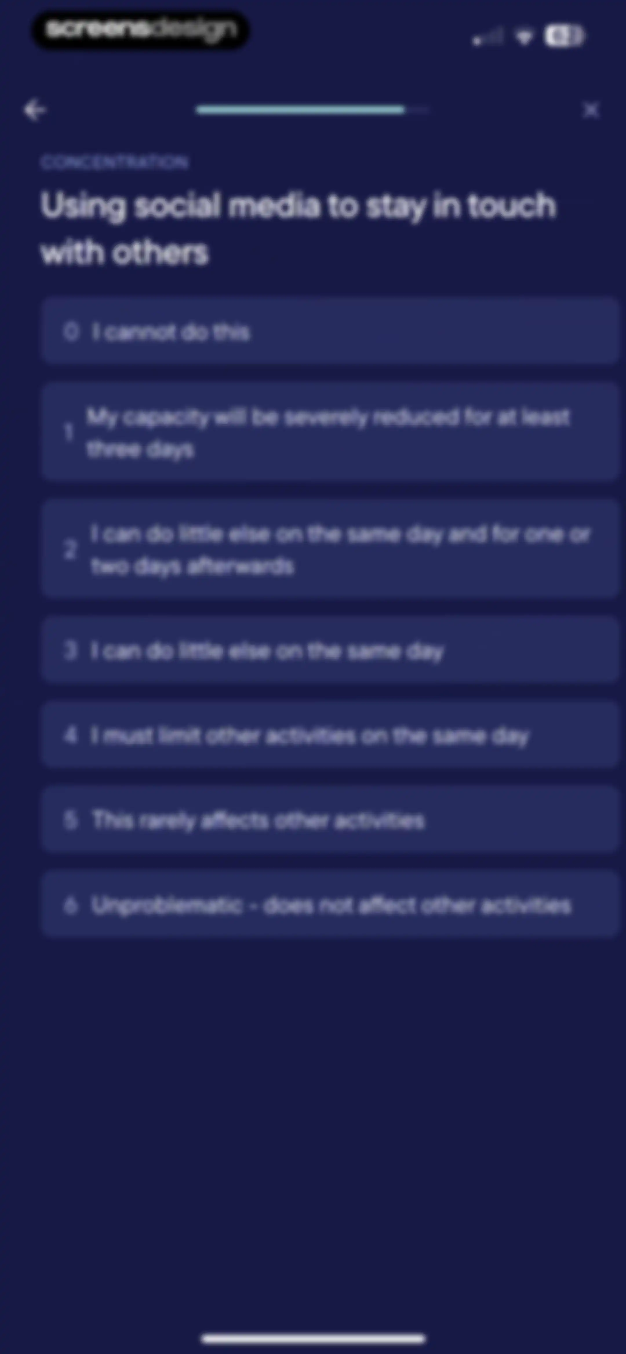 Visible: Pacing for illness screen 85