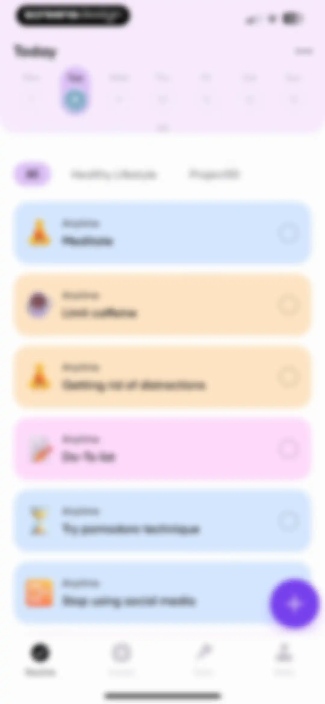 Me+ Lifestyle Routine screen 149