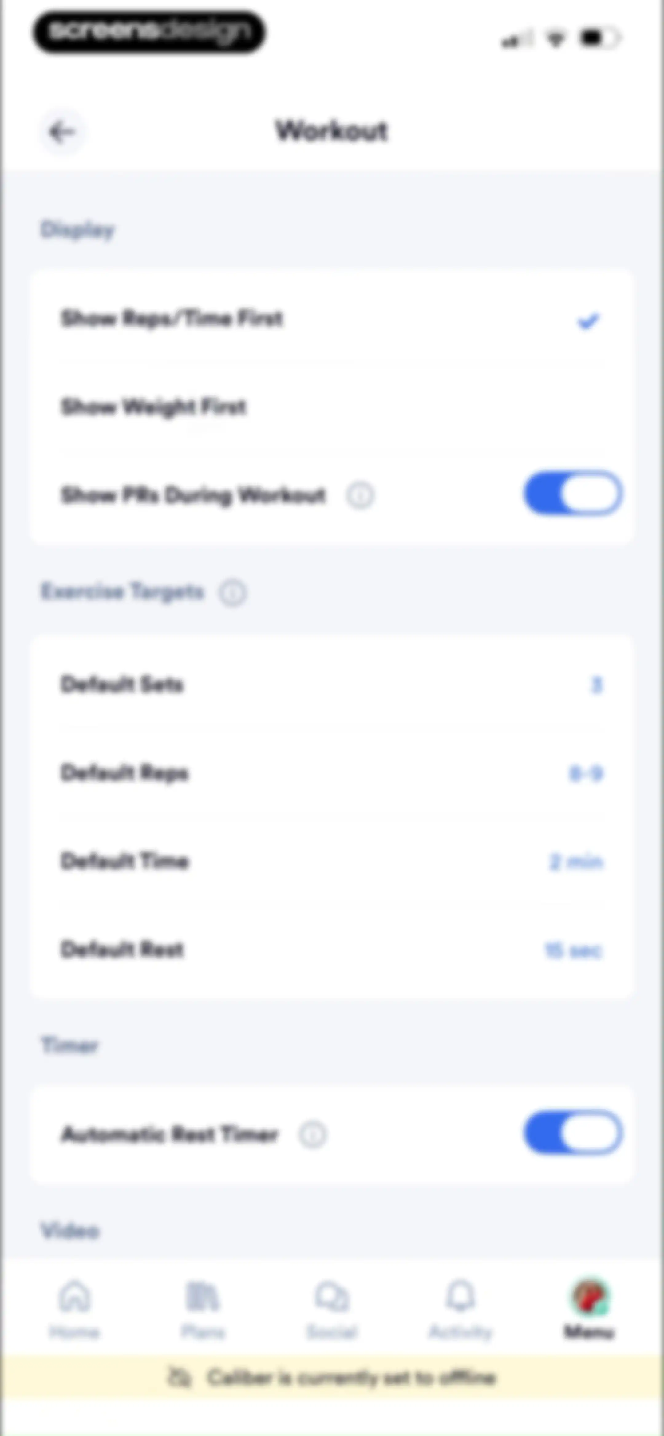 Caliber: Strength Training screen 193