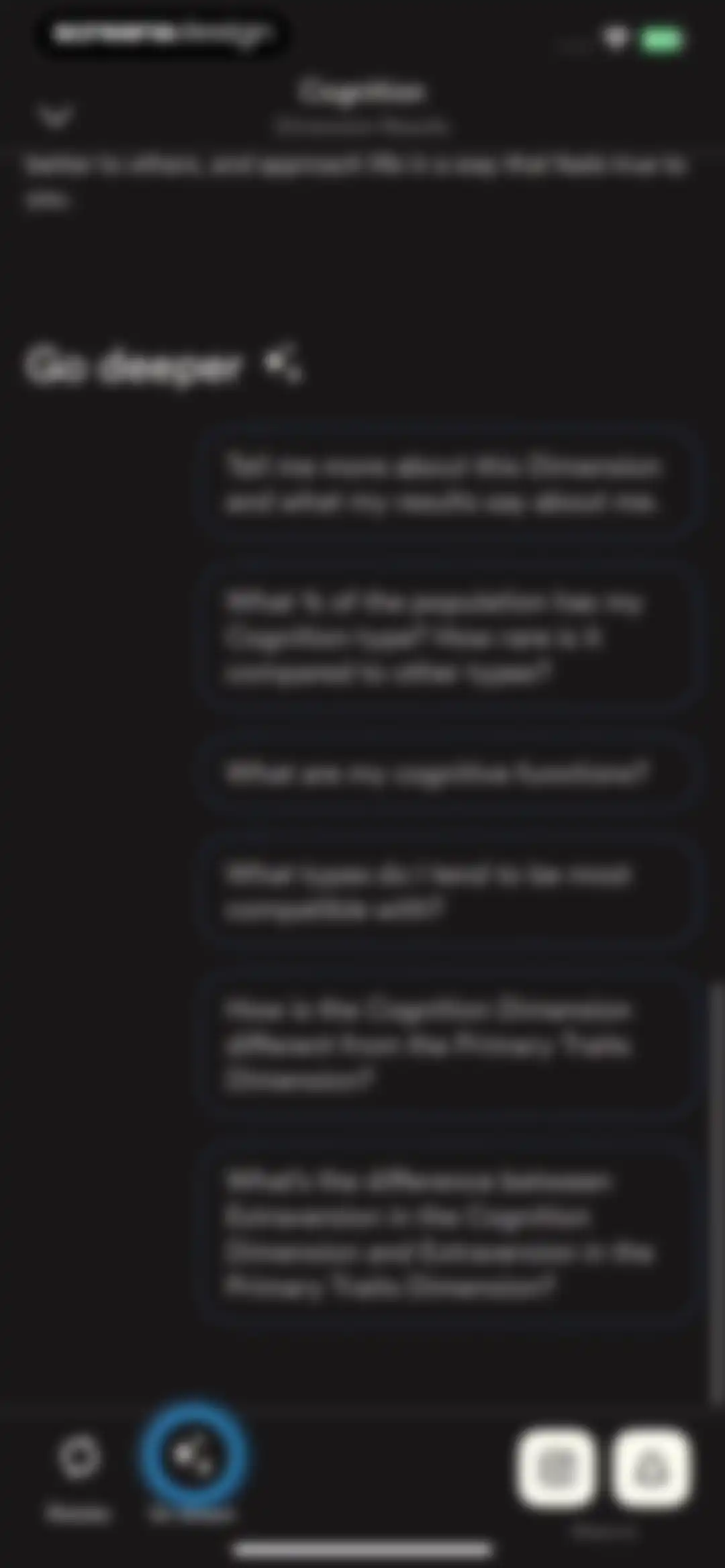 Dimensional: Personality Test screen 84