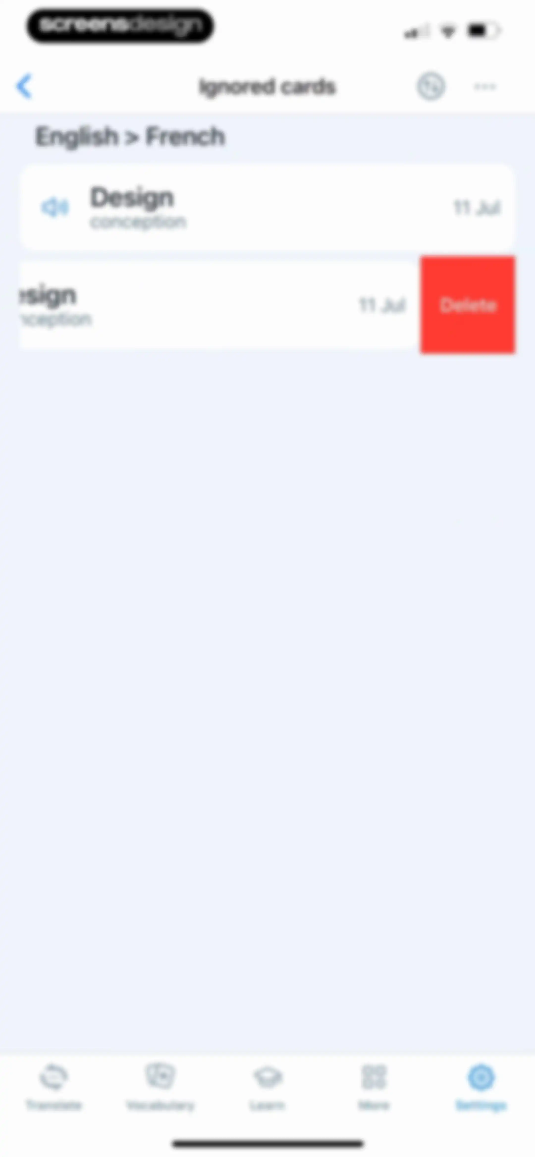 Reverso translate and learn screen 152