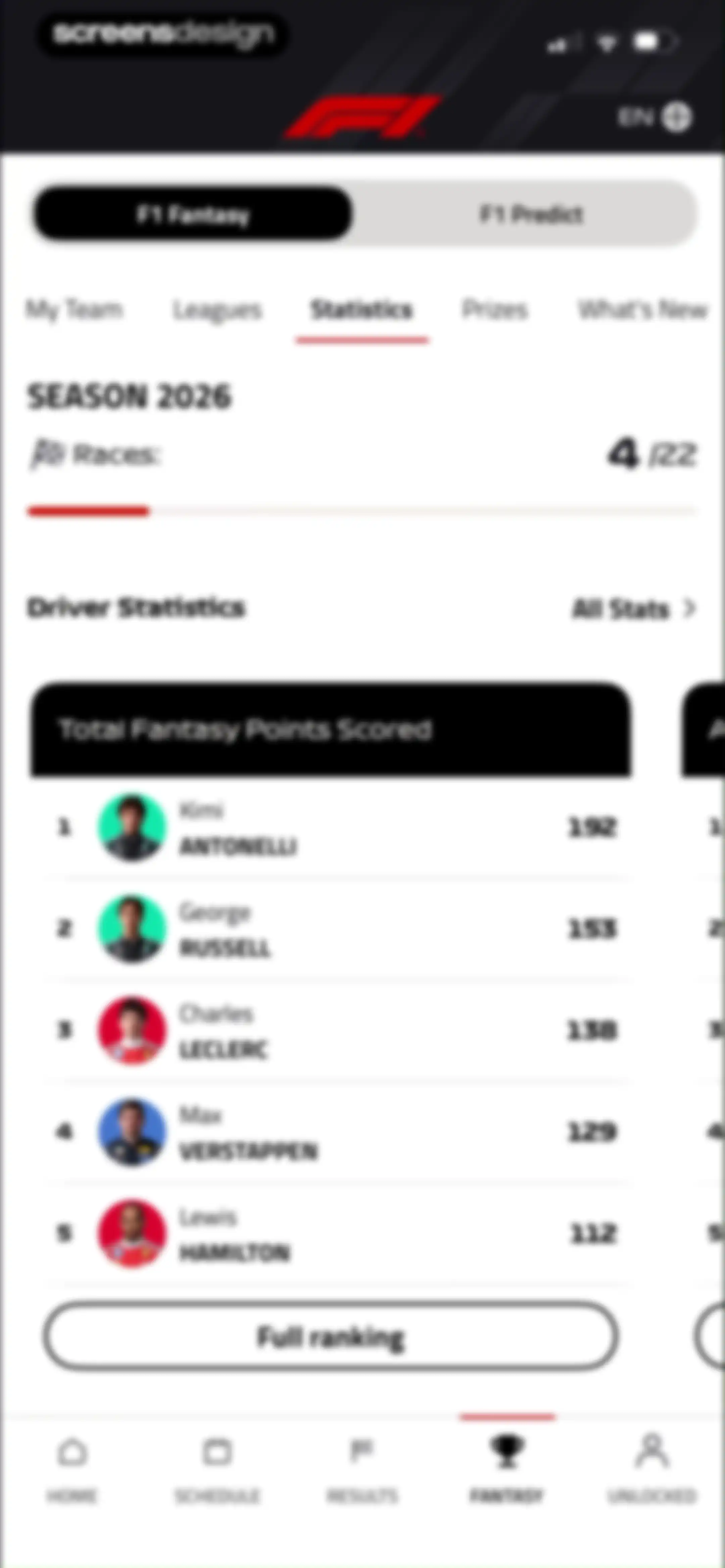 Formula 1® screen 110