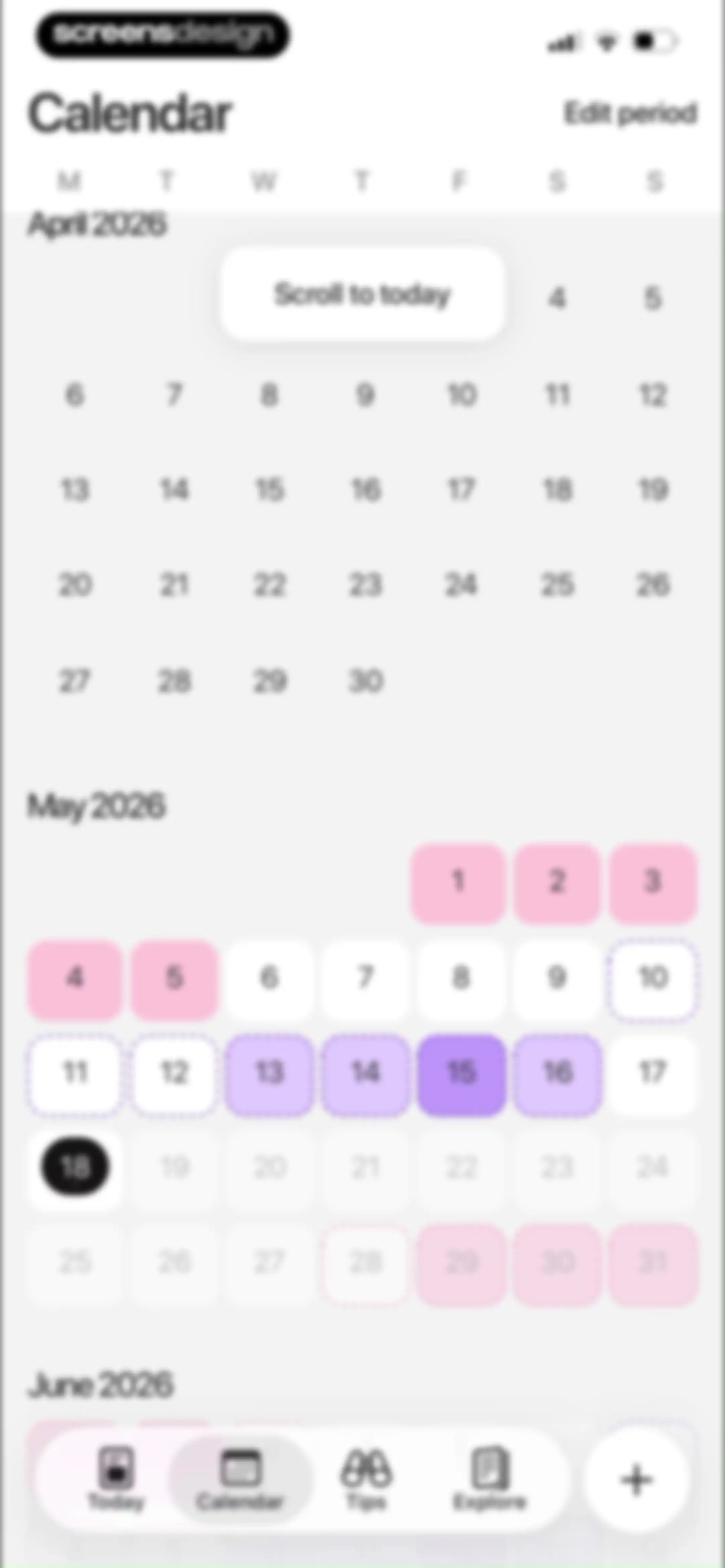 Harmony: Cycle Syncing, Period screen 78