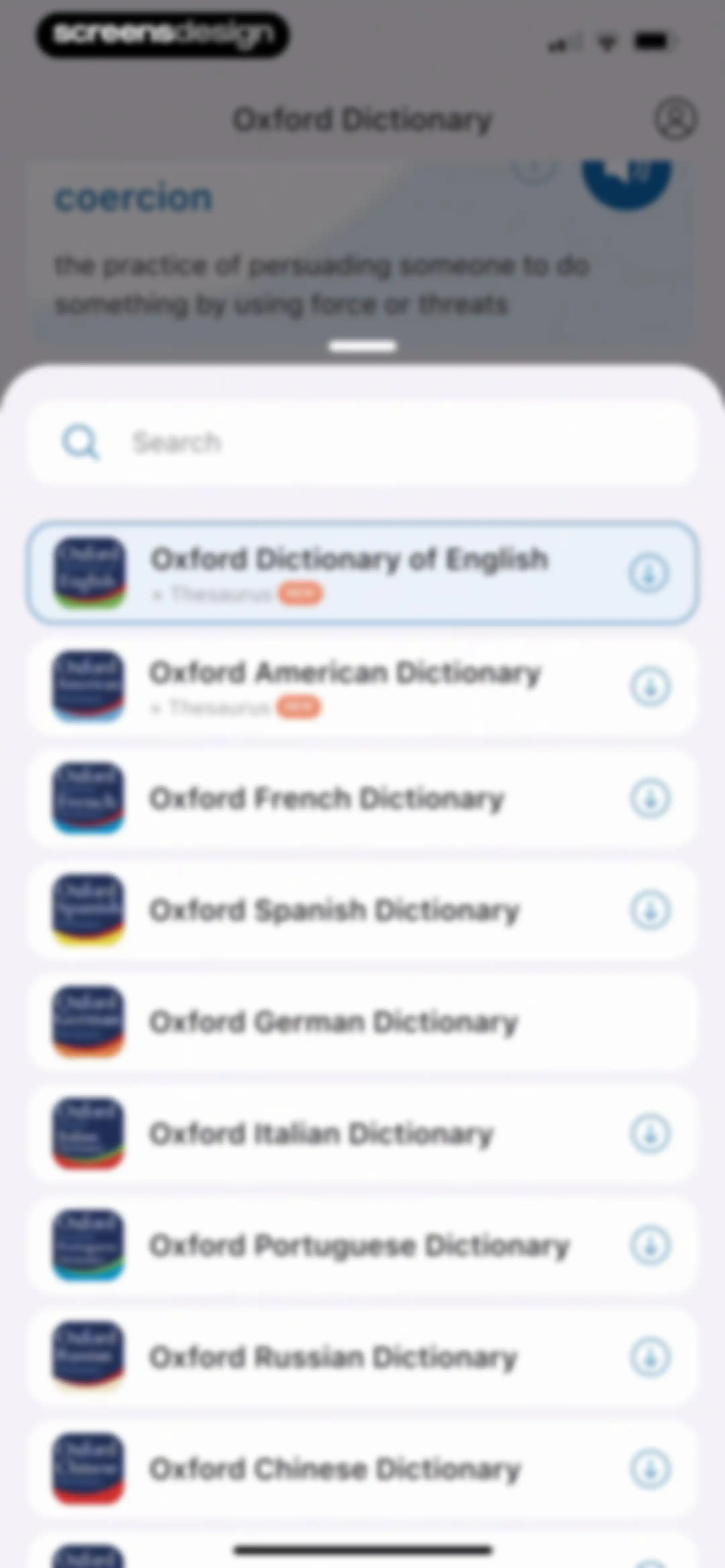 Oxford Dictionary & Thesaurus screen 27