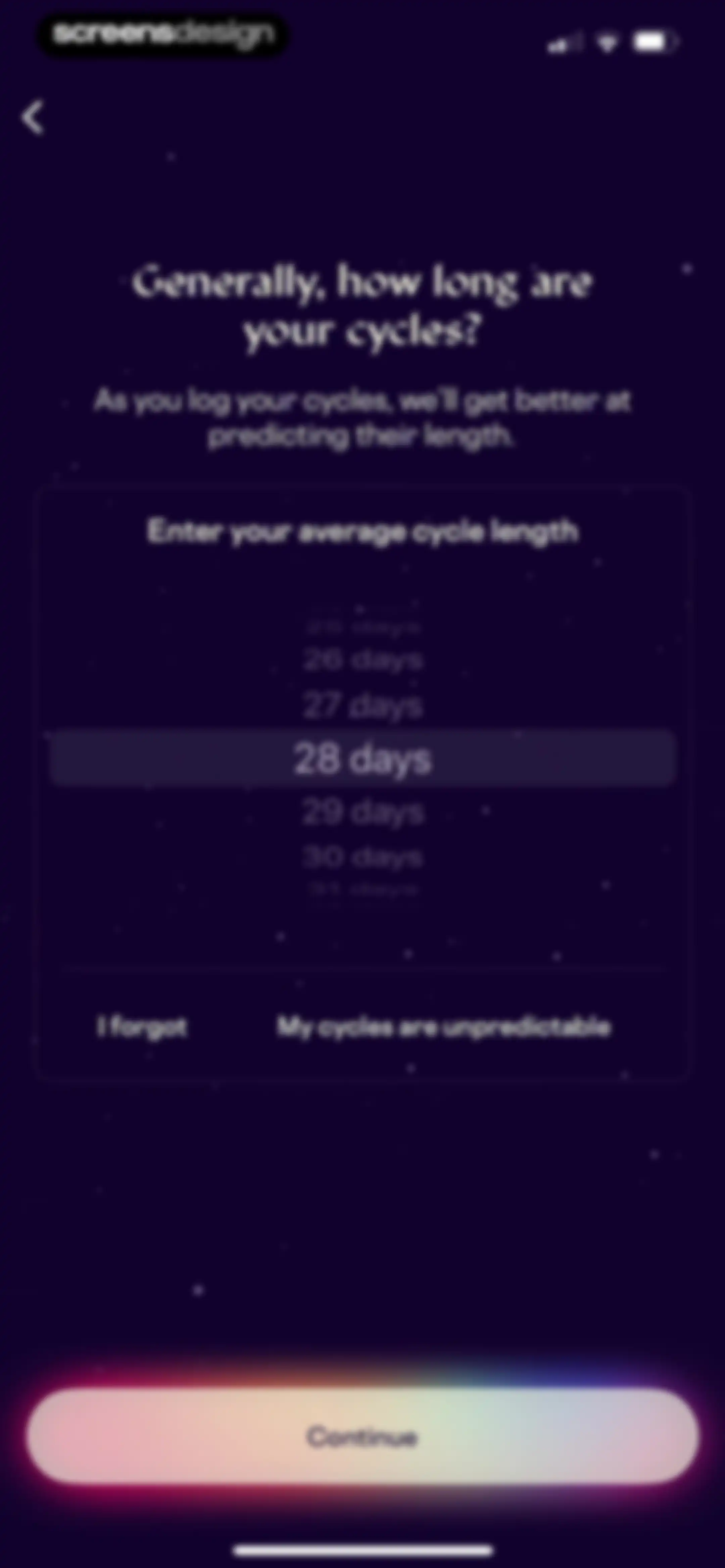 Stardust Period Tracker screen 14