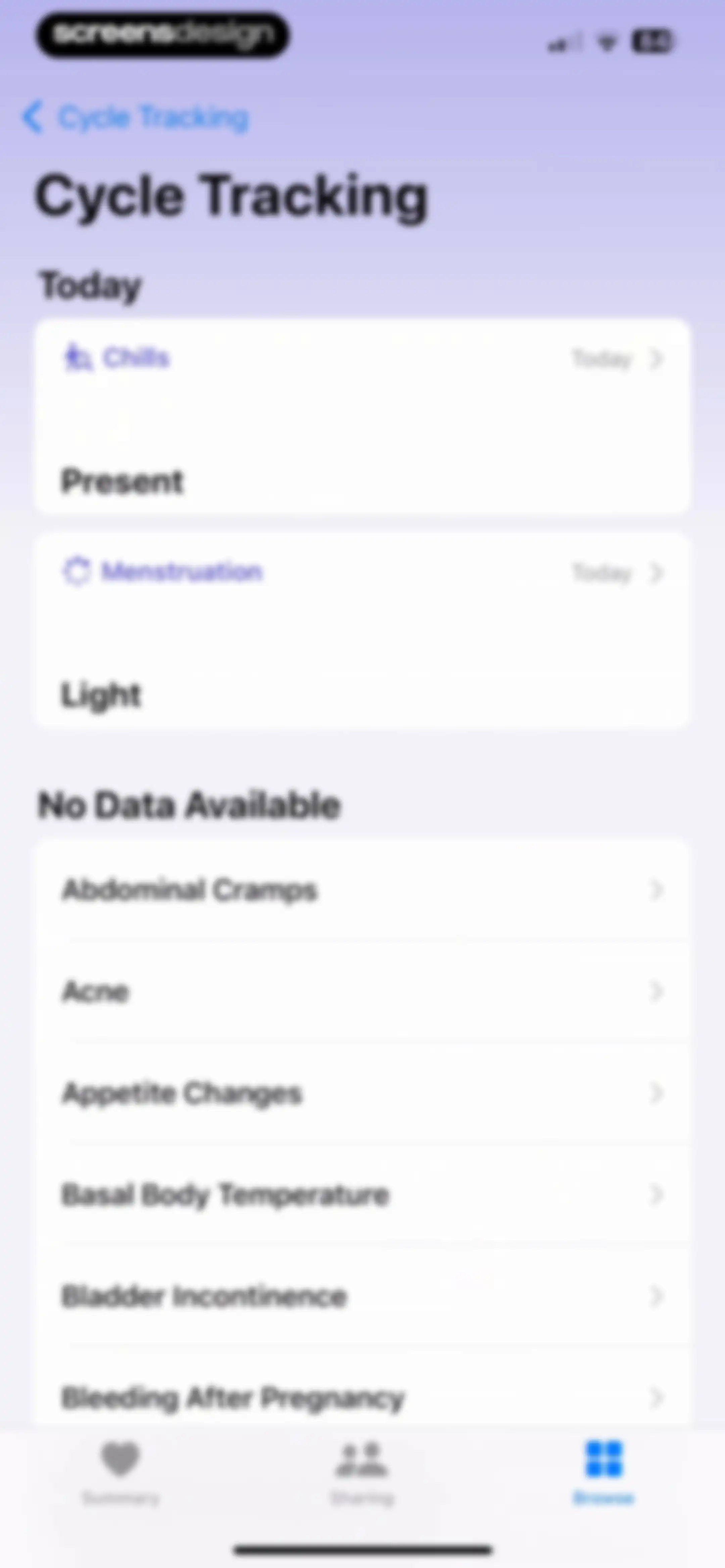 Apple Health screen 112