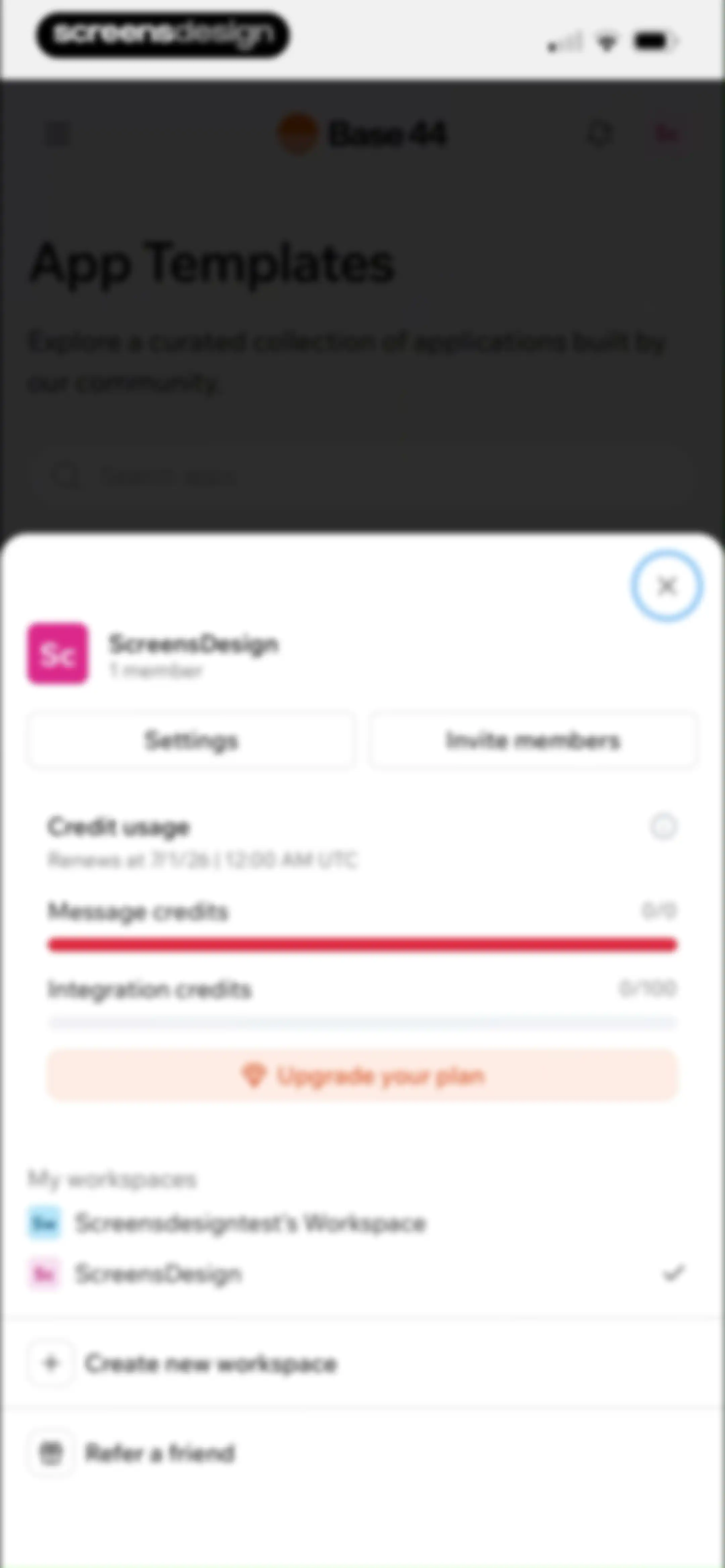 Base44: Build with AI screen 122